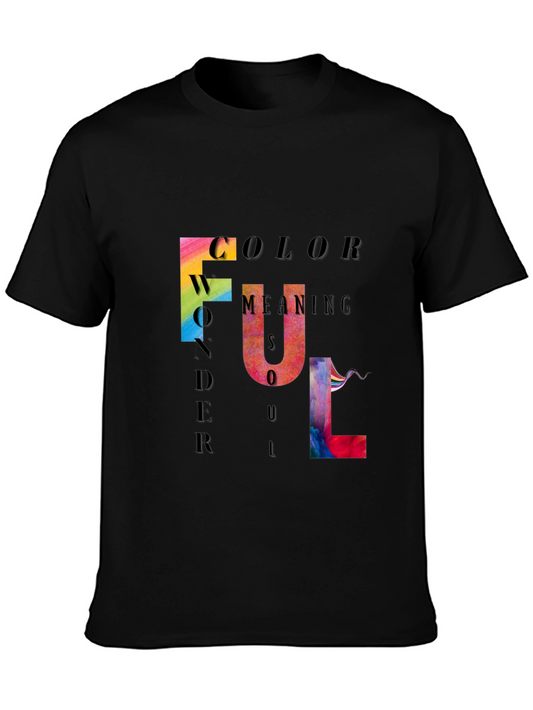 Colorful Soul Graphic Tee - Black Cotton T-Shirt