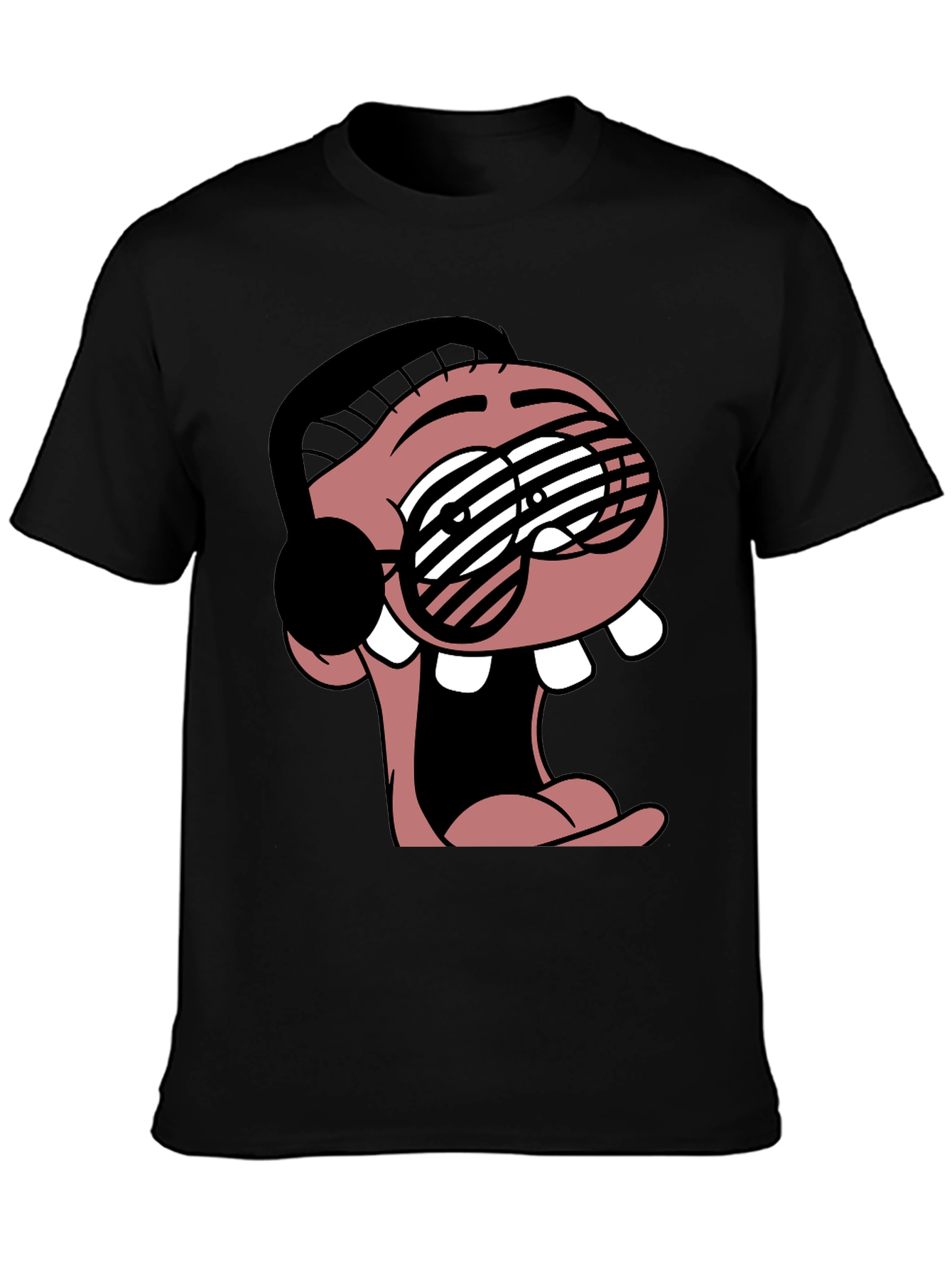 Cartoon Character Graphic Tee - Black
