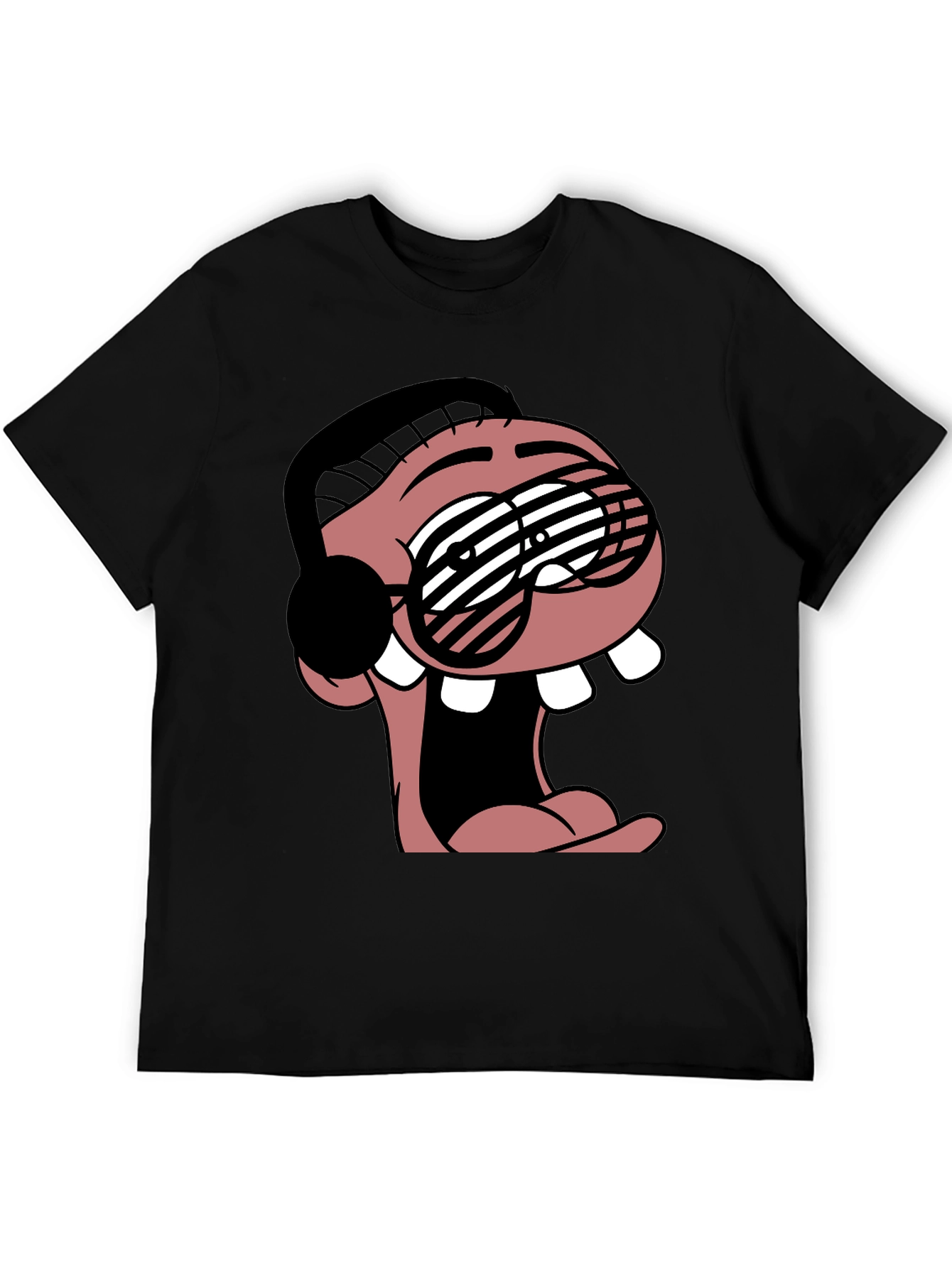 Cartoon Character Graphic Tee - Black