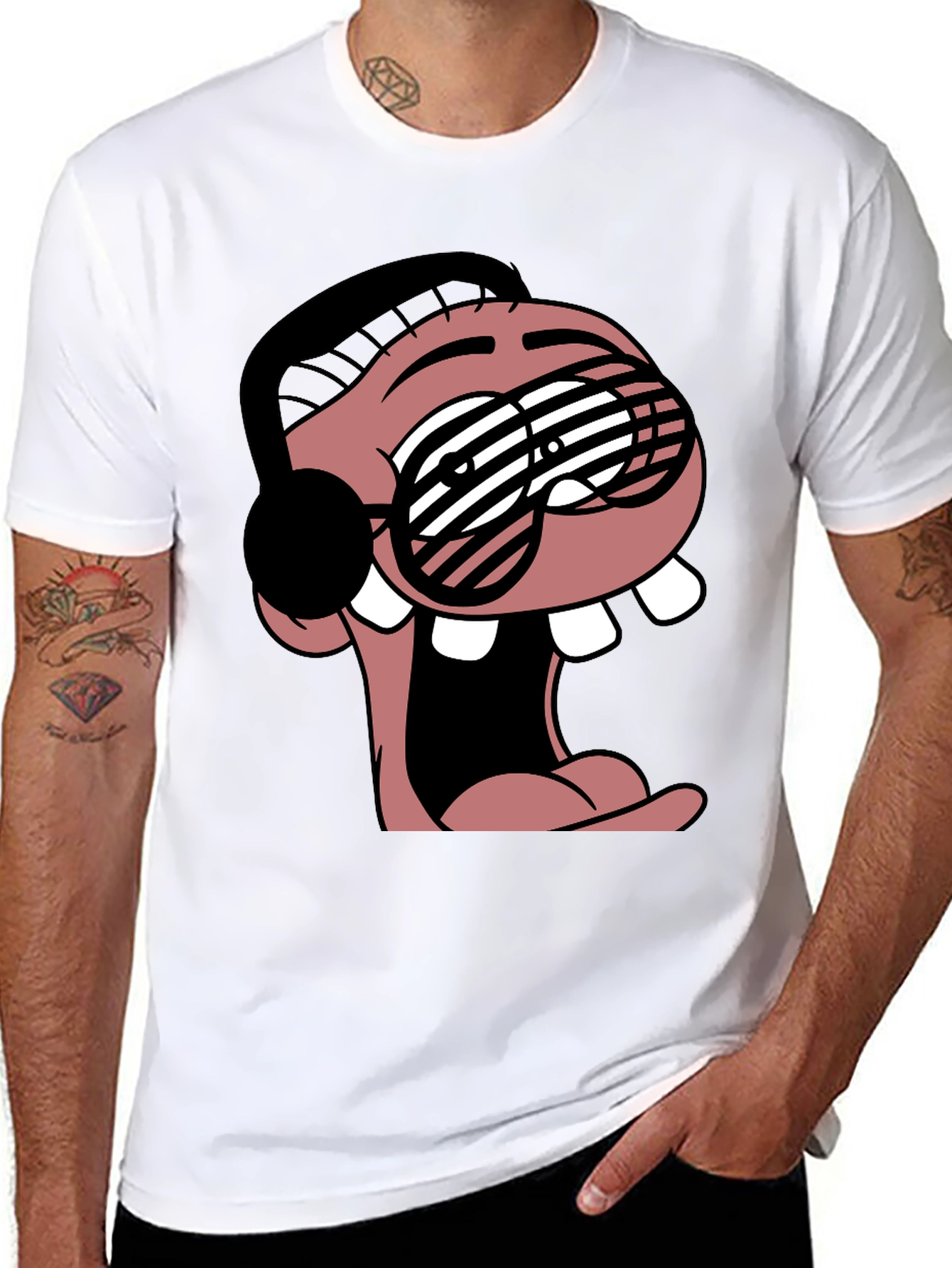 Cartoon Character Graphic Tee - Black