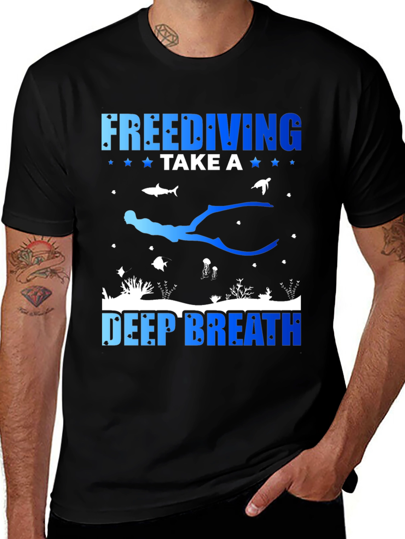 Freediving Deep Breath Graphic T-Shirt