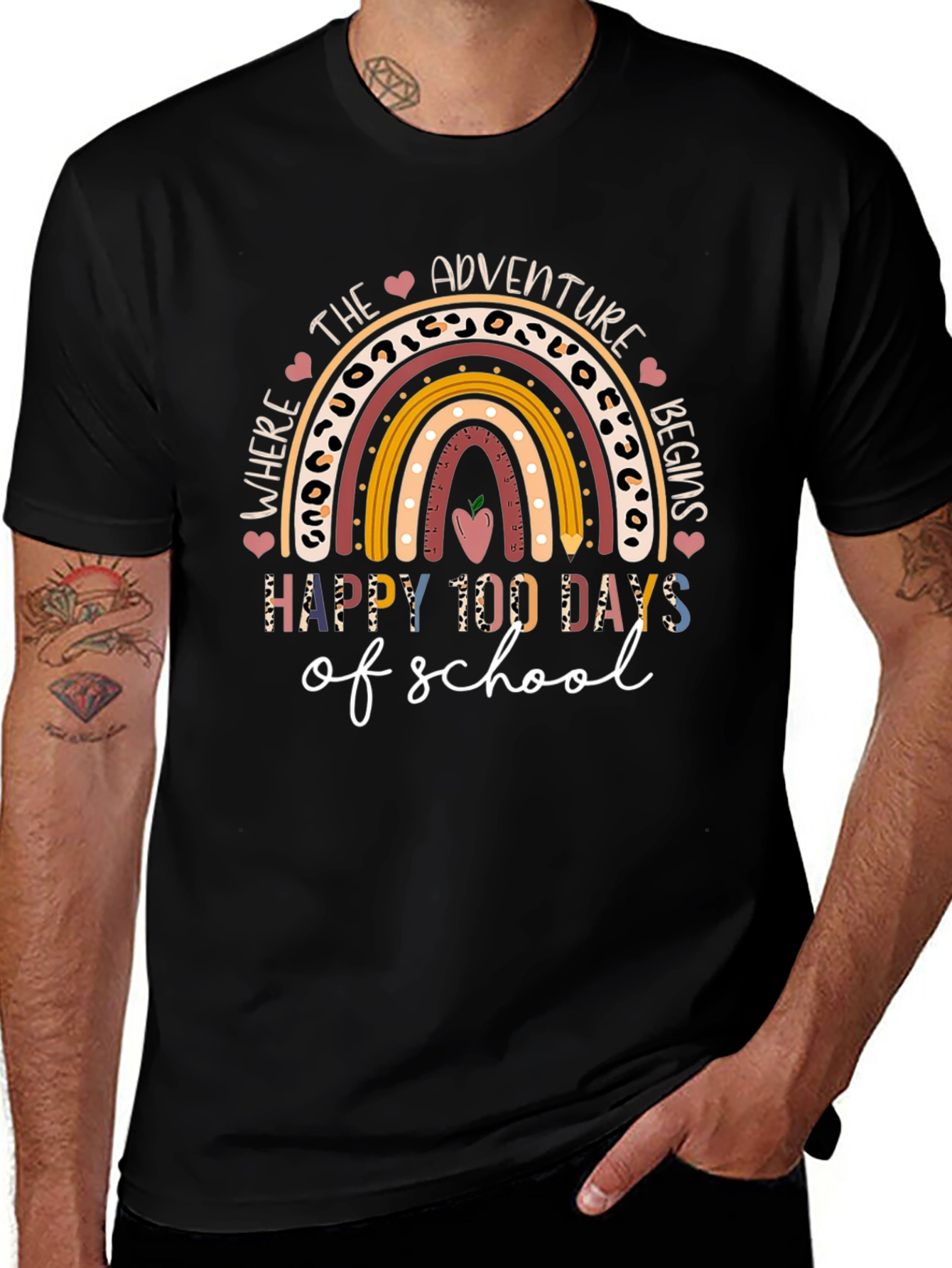 Happy 100 Days of School Teacher Rainbow T-Shirt