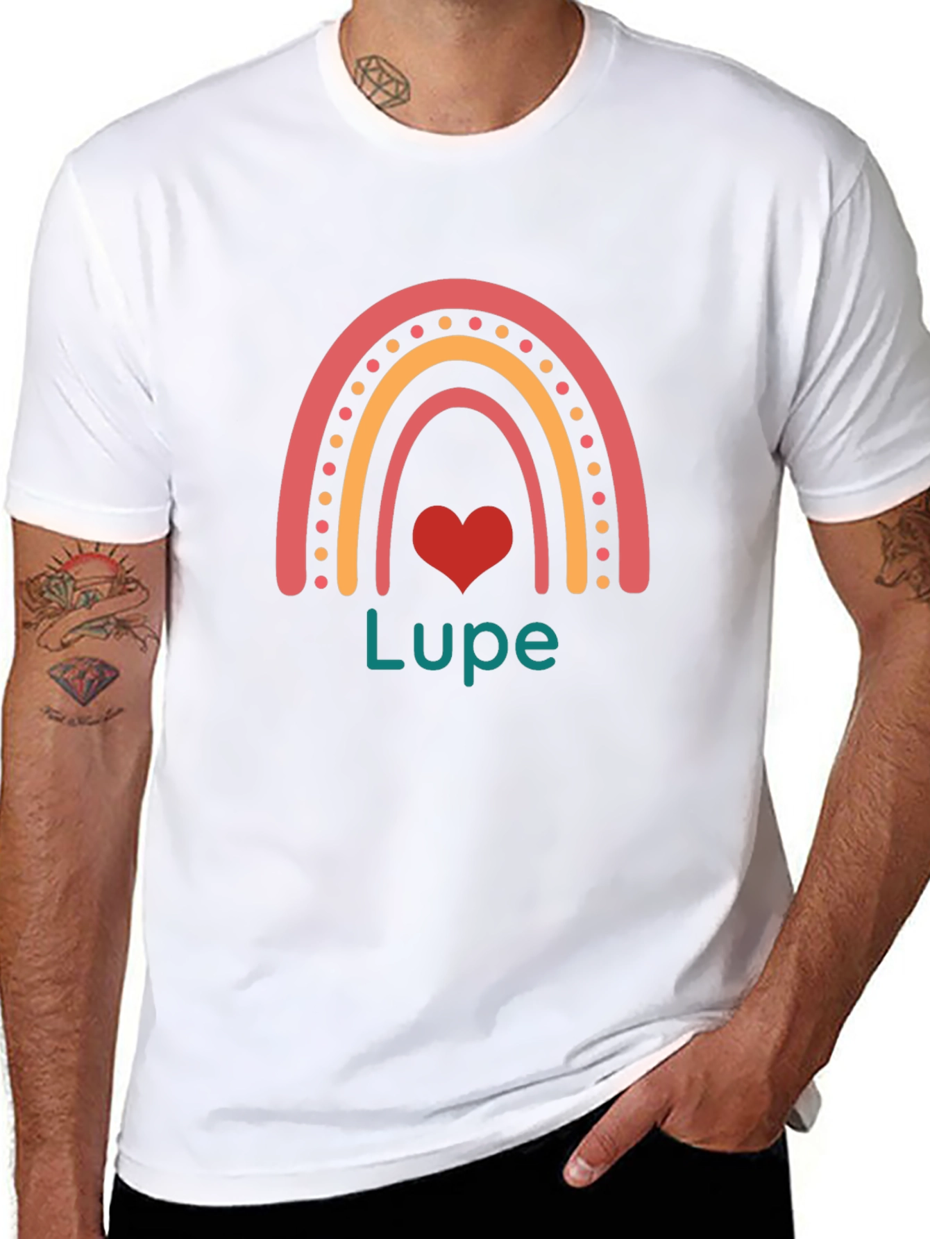 Rainbow Heart Lupe T-Shirt - Black