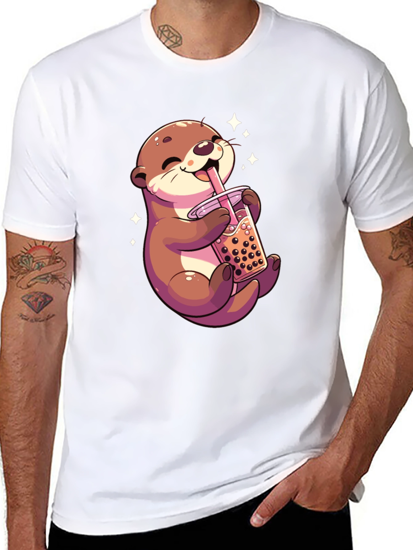 Cute Otter Bubble Tea Graphic Tee - Unisex