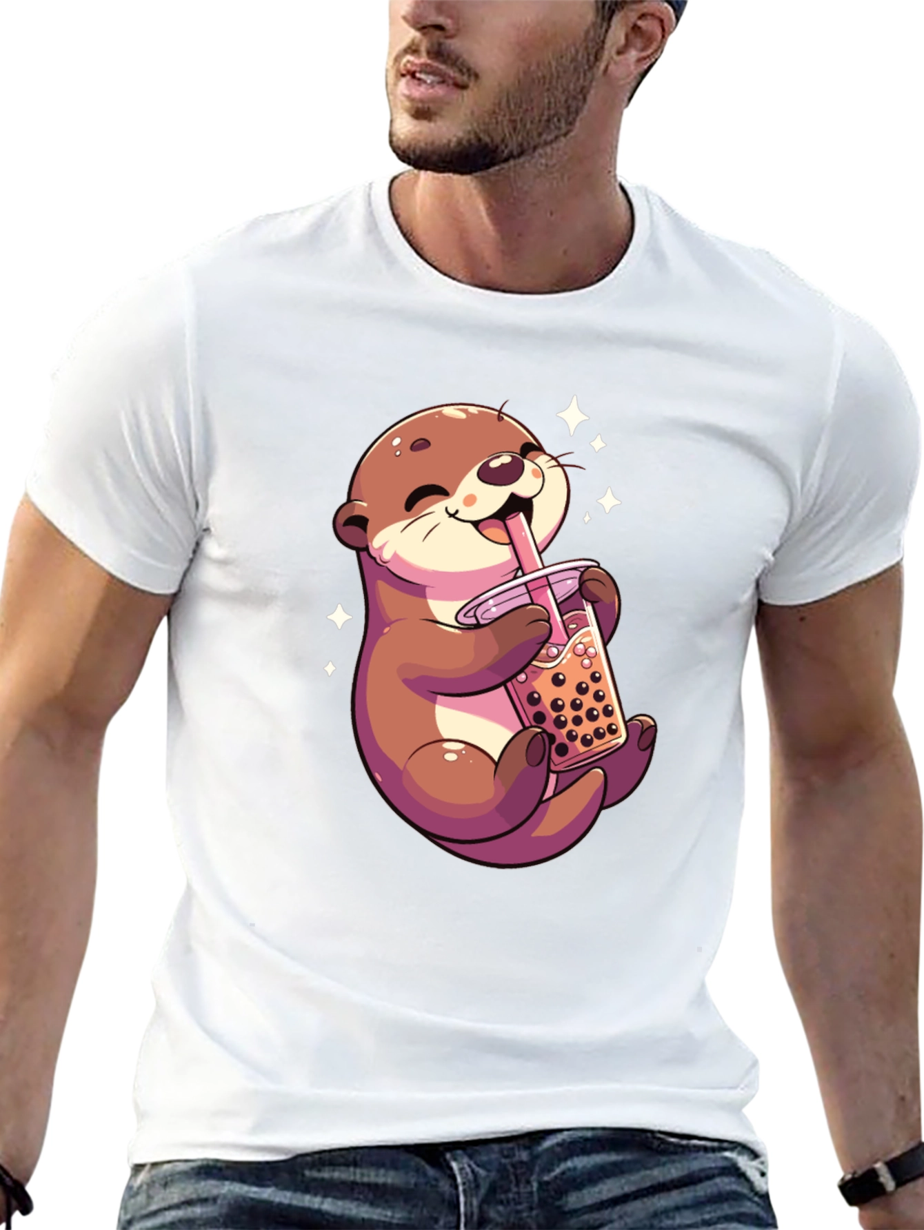 Cute Otter Bubble Tea Graphic Tee - Unisex
