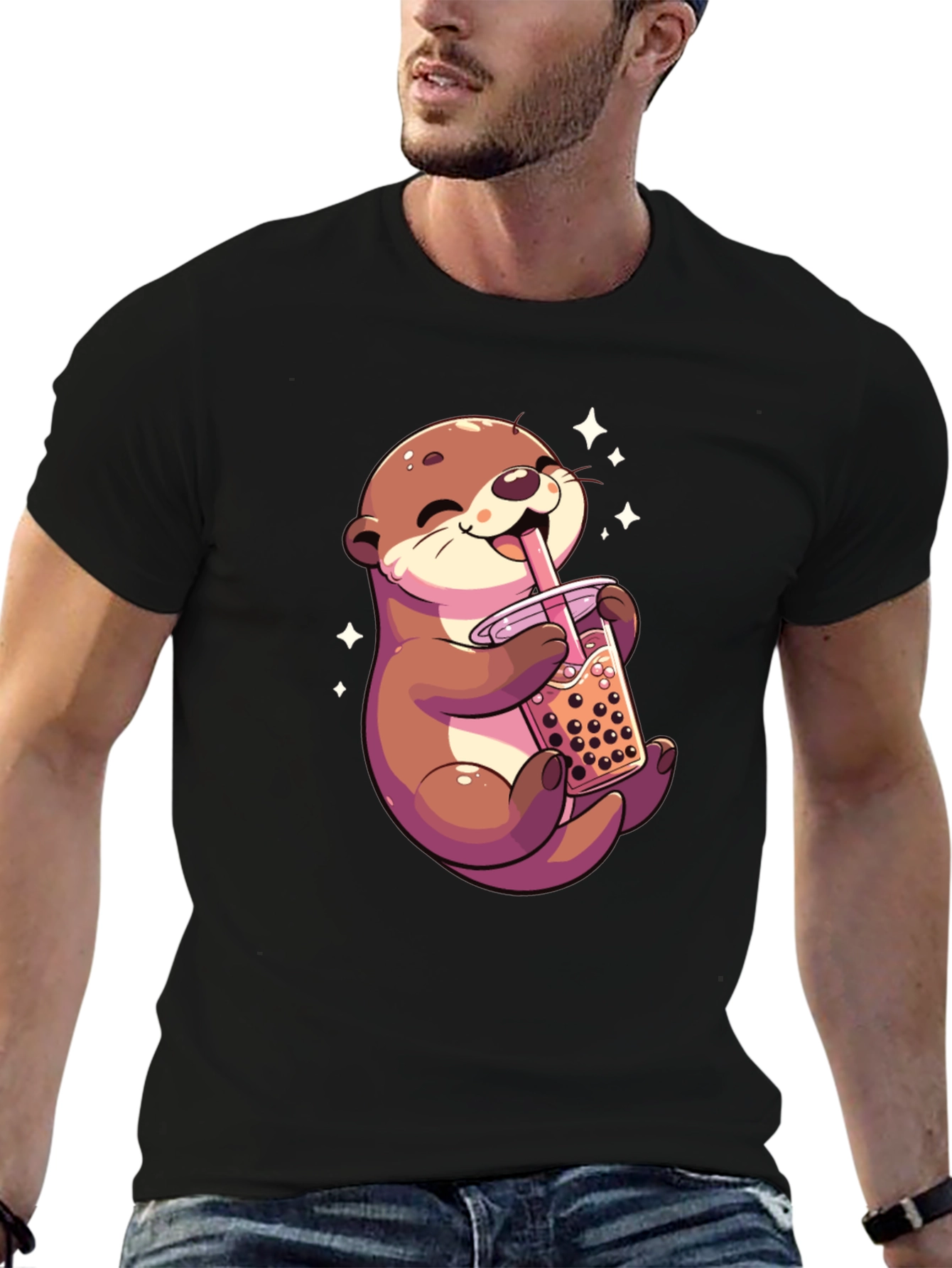 Cute Otter Bubble Tea Graphic Tee - Unisex