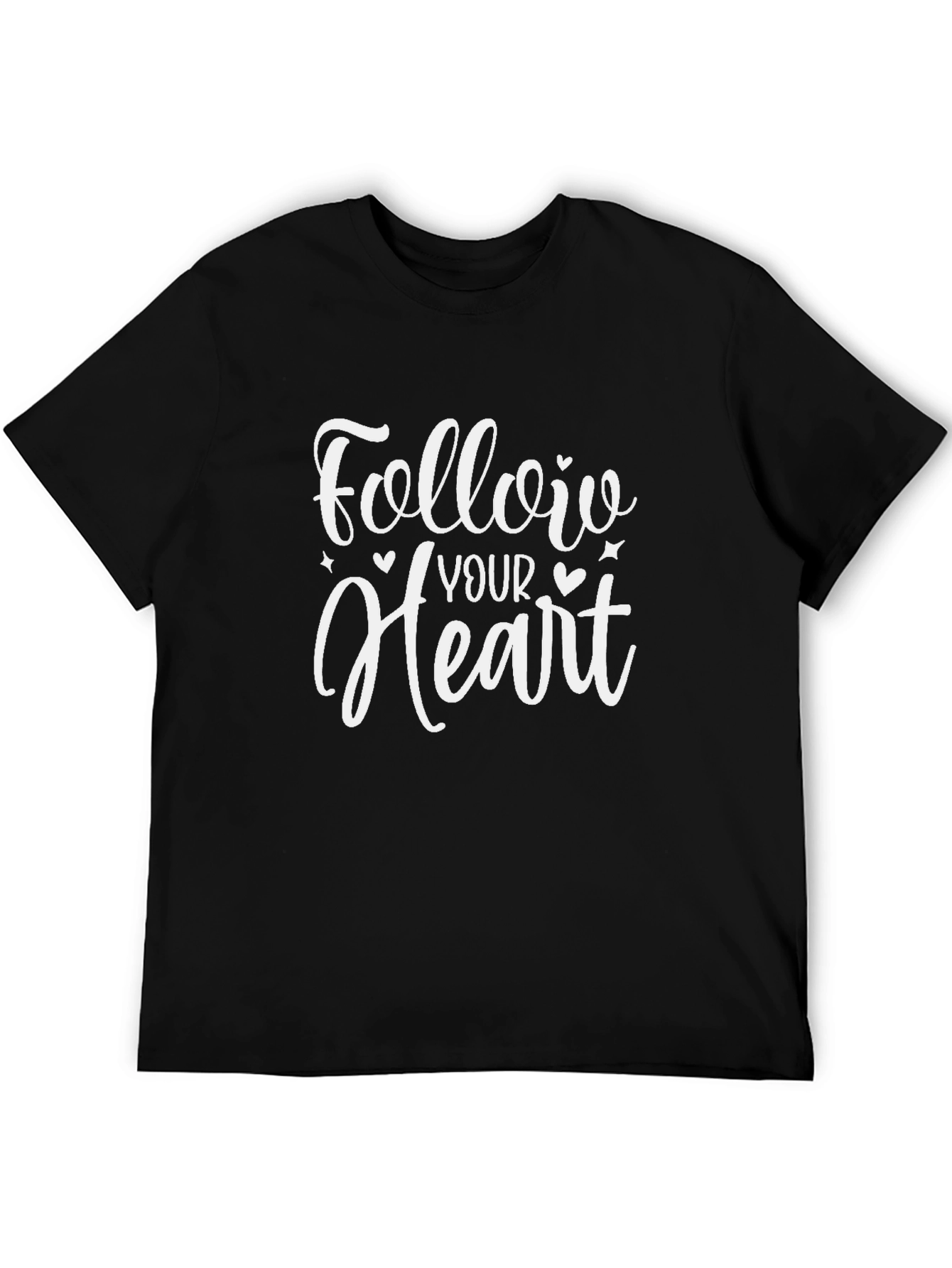 Follow Your Heart Black Graphic T-Shirt