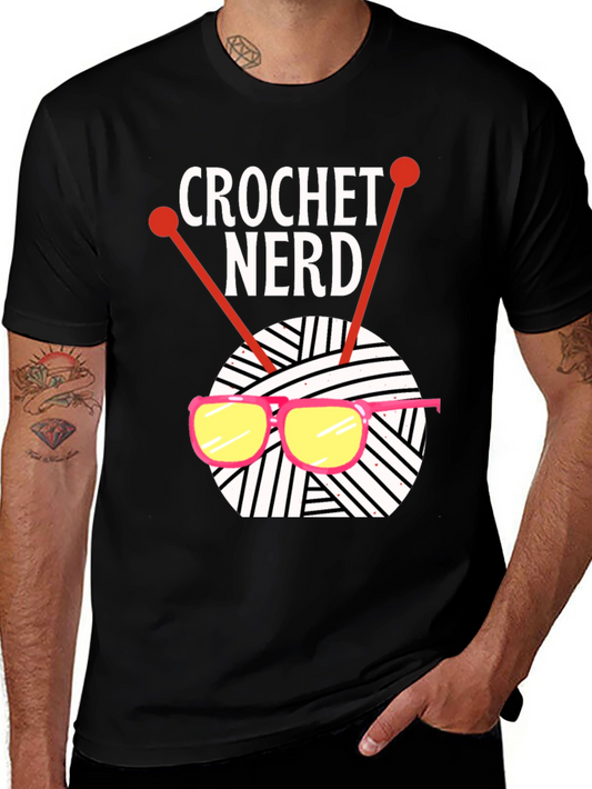 Crochet Nerd T-Shirt - Knitted Yarn & Glasses Tee