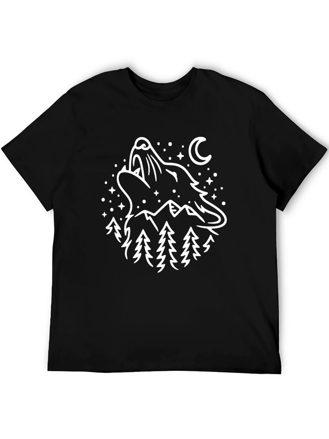 Wolf Howl Moon Graphic T-Shirt - Black