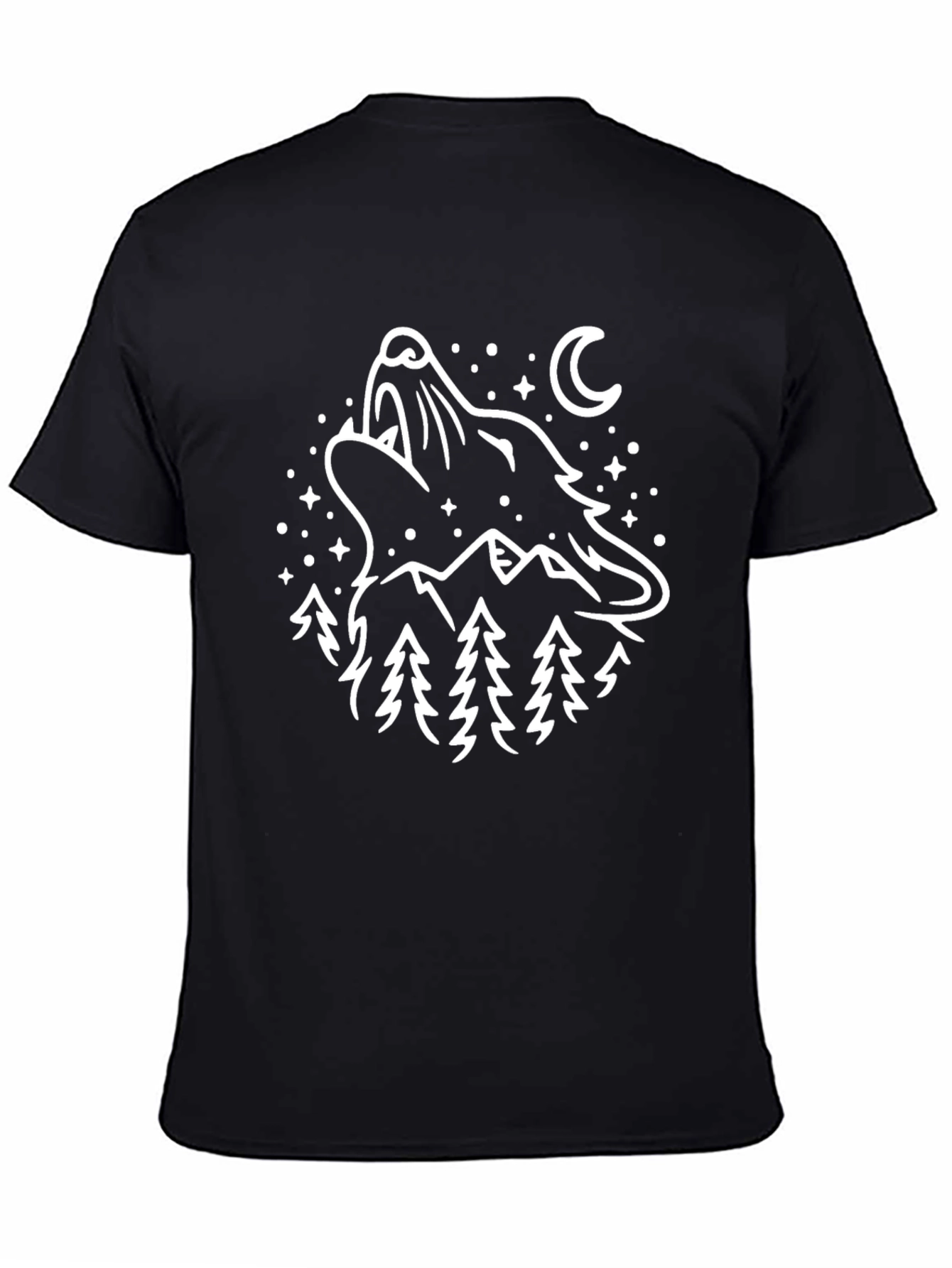 Wolf Howl Moon Graphic T-Shirt - Black