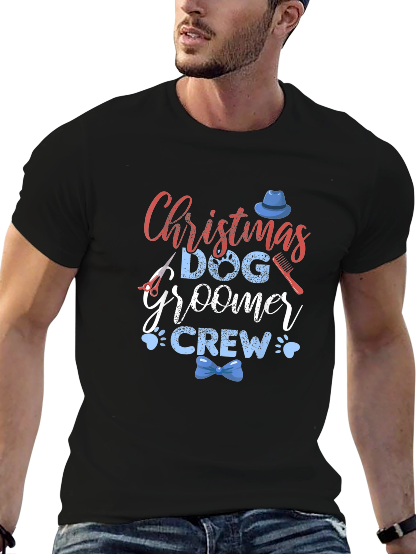 Christmas Dog Groomer Crew Graphic Tee