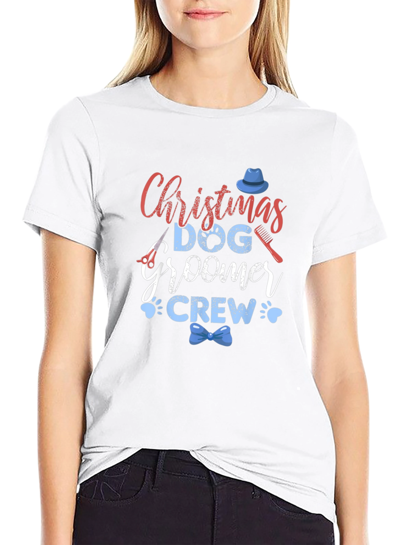 Christmas Dog Groomer Crew Graphic Tee