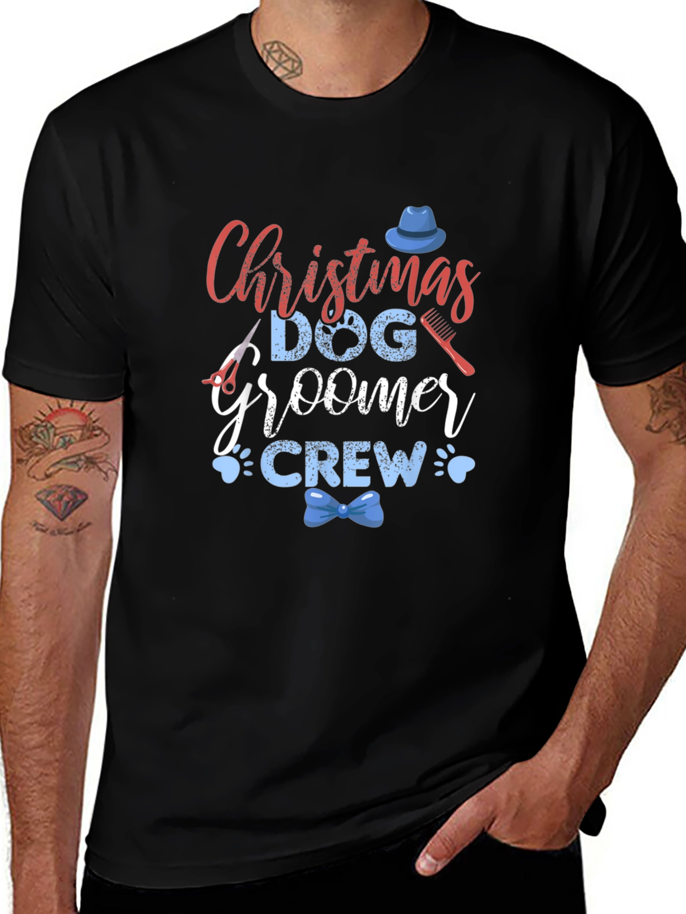 Christmas Dog Groomer Crew Graphic Tee