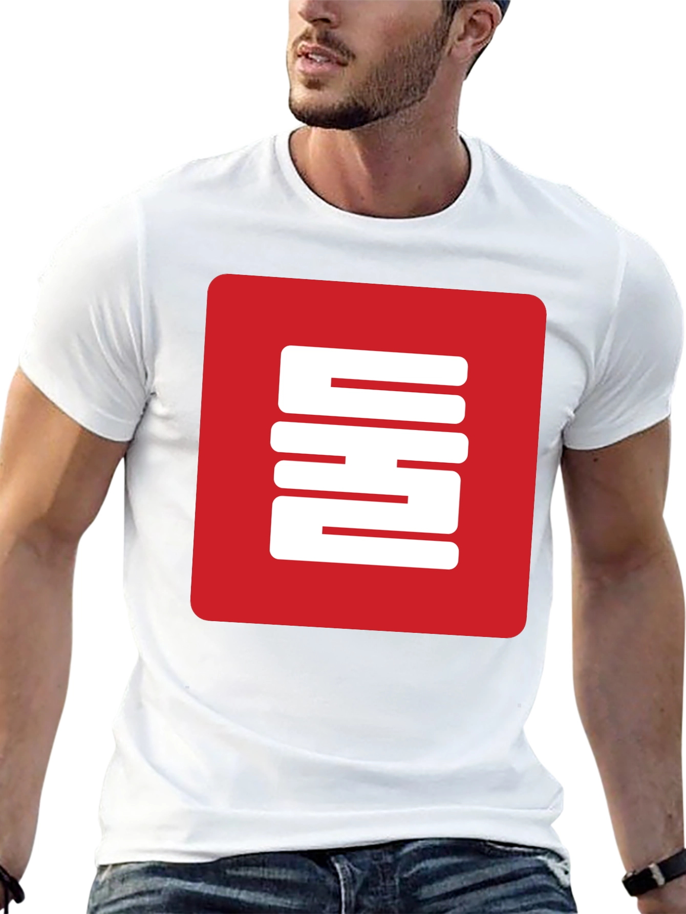 Red Square Graphic Black T-Shirt