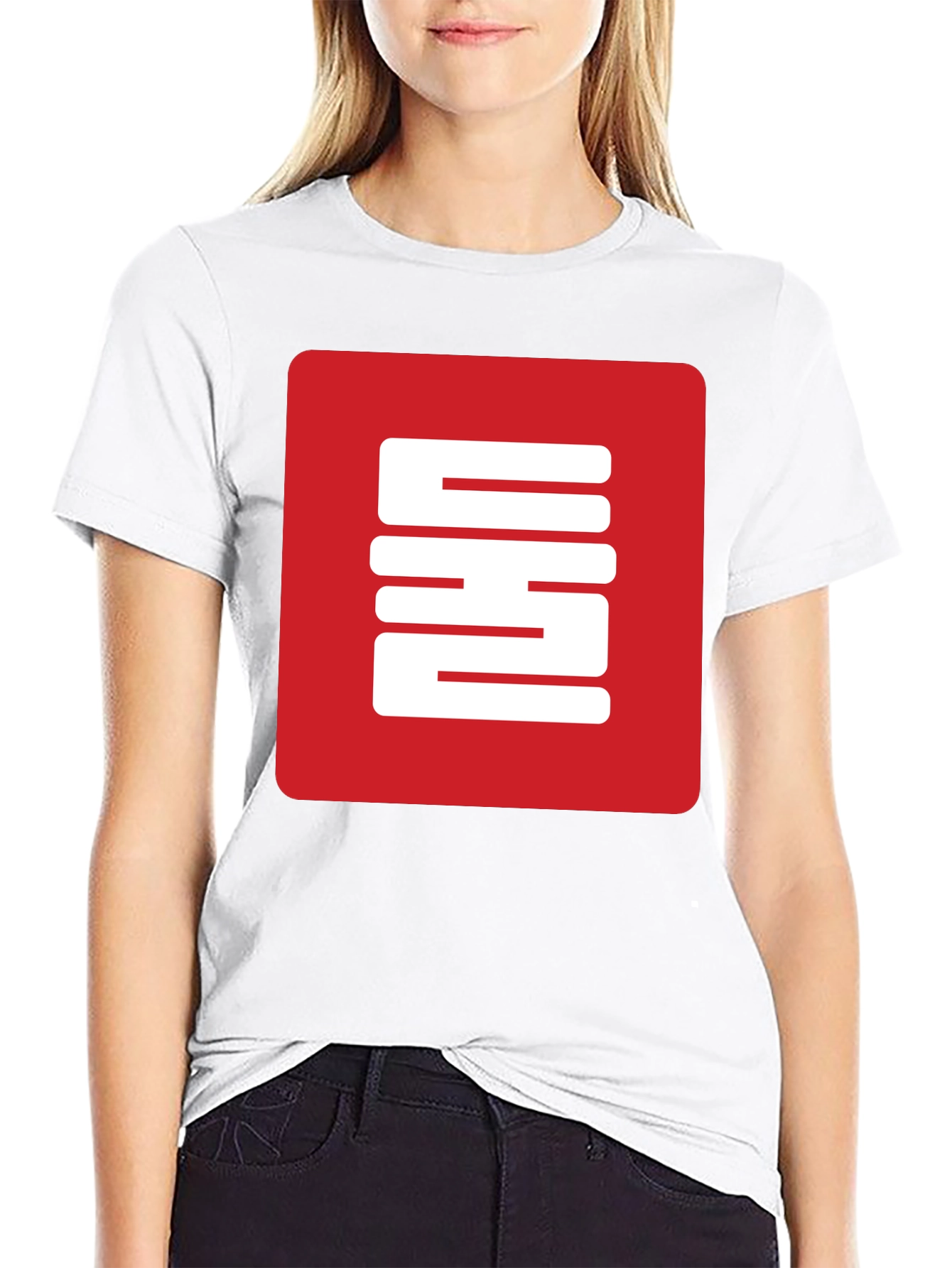 Red Square Graphic Black T-Shirt