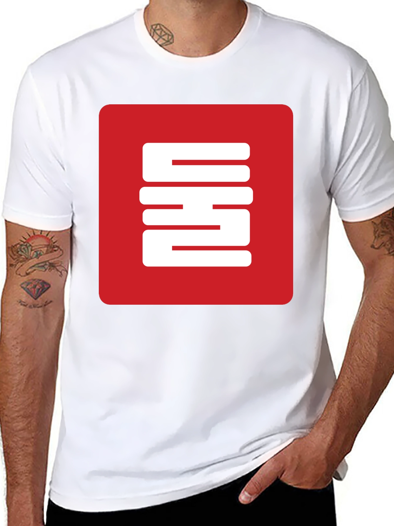 Red Square Graphic Black T-Shirt