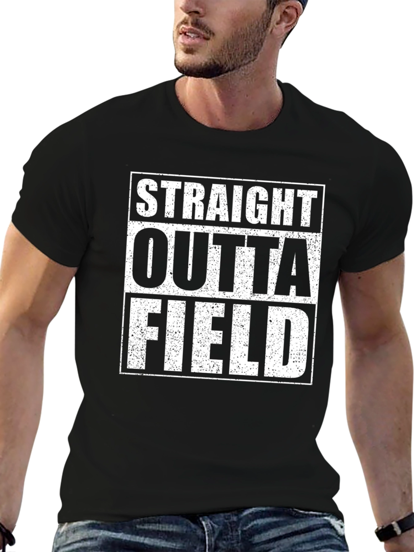 Straight Outta Field Black Graphic T-Shirt