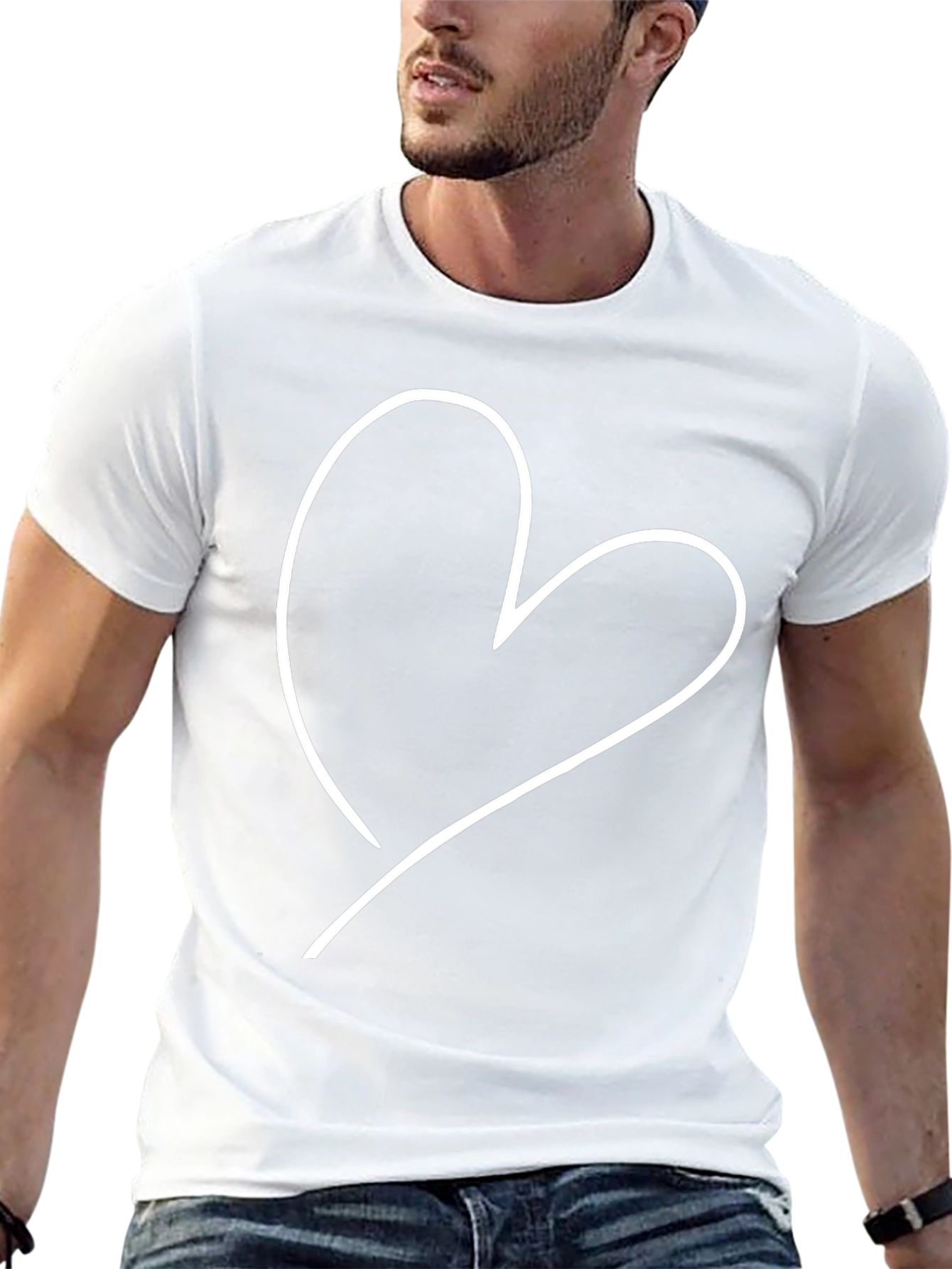 Minimalist Heart Graphic Black T-Shirt