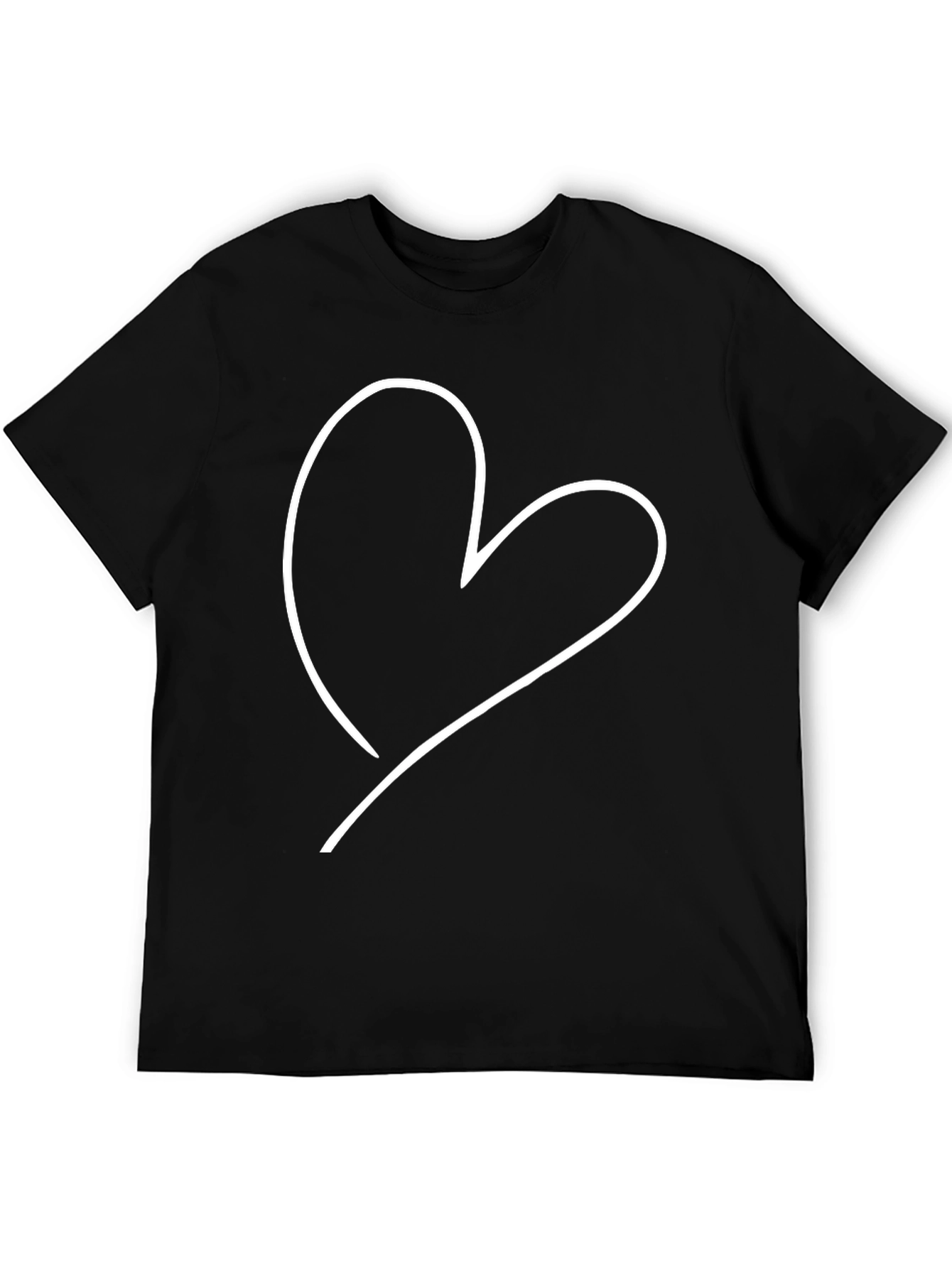 Minimalist Heart Graphic Black T-Shirt