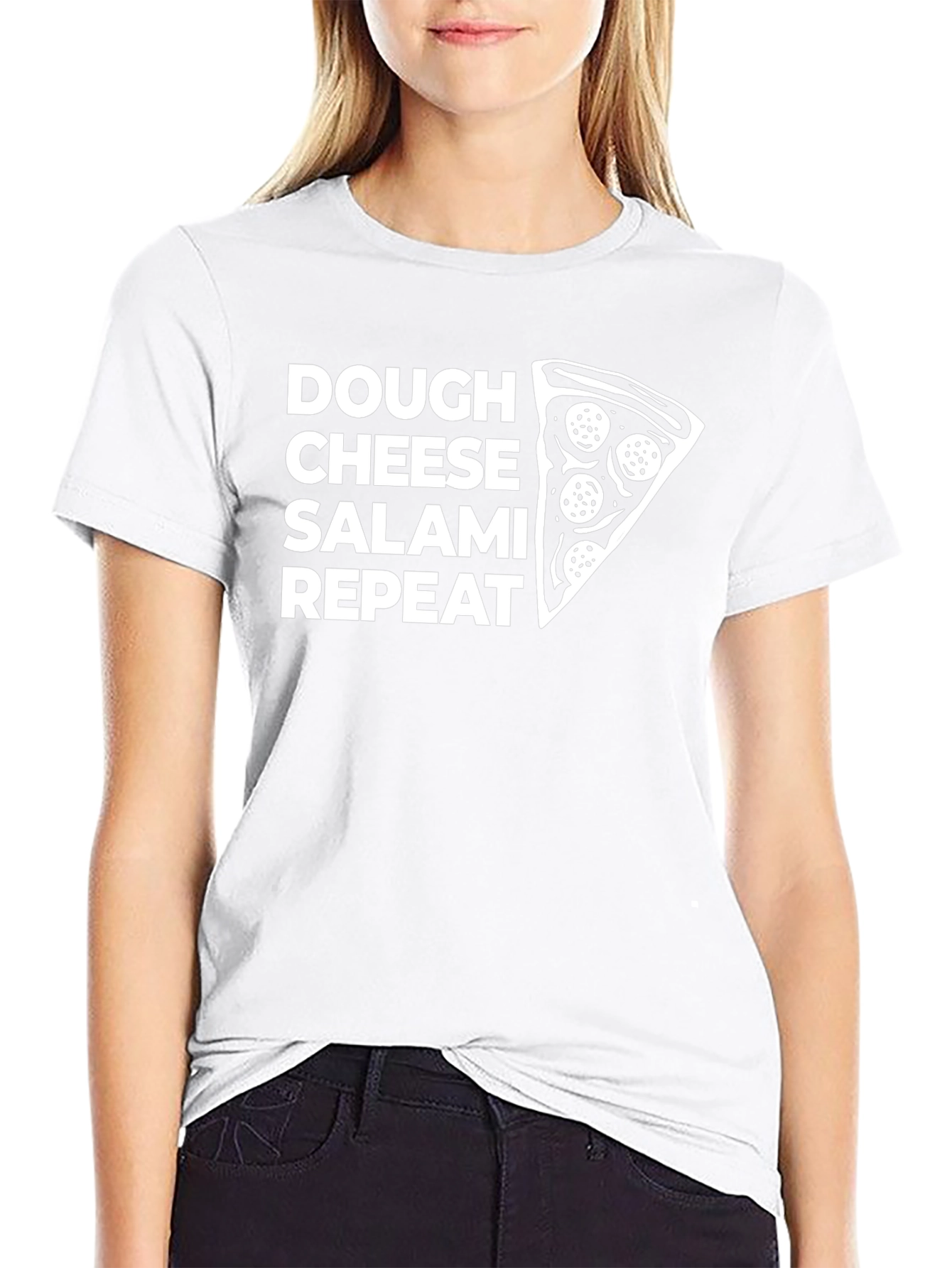 Pizza Lovers T-Shirt: Dough Cheese Salami Repeat