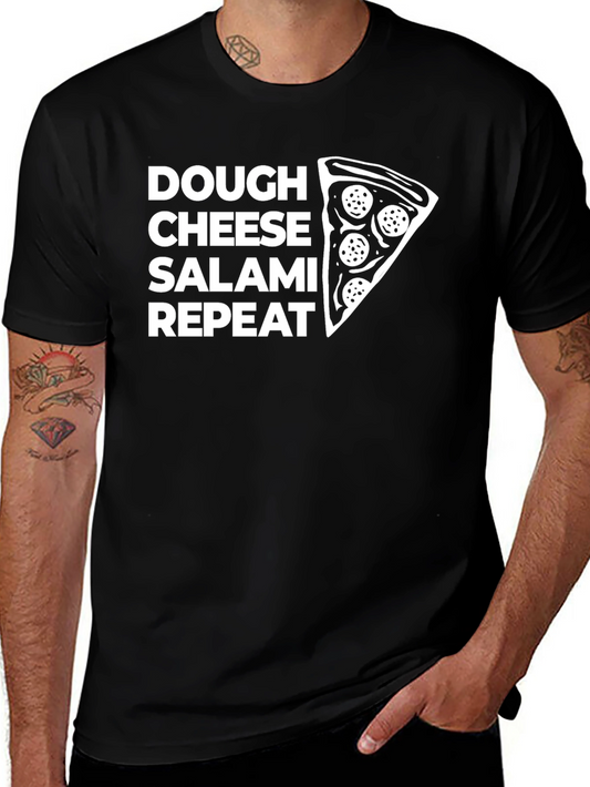 Pizza Lovers T-Shirt: Dough Cheese Salami Repeat