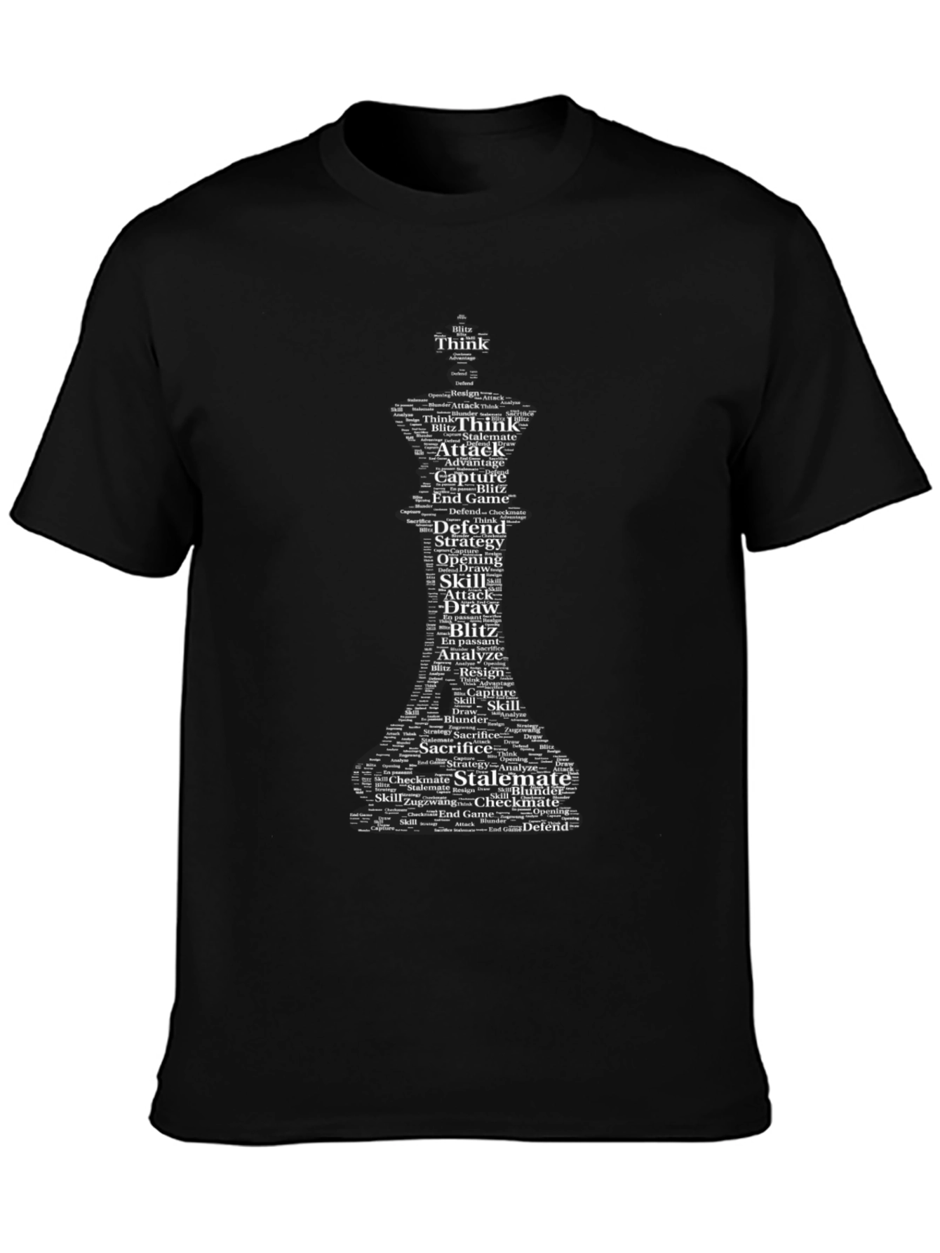 Chess Word Art T-Shirt - Think Strategy Attack