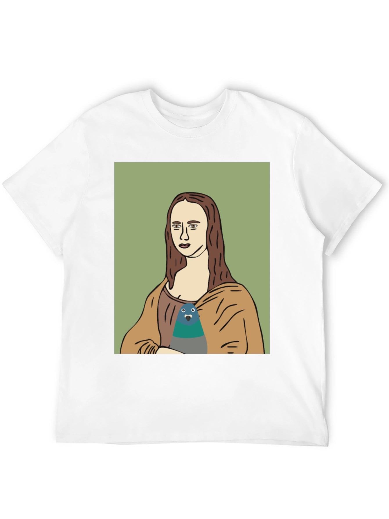Mona Lisa Pigeon Graphic Tee - Black T-Shirt