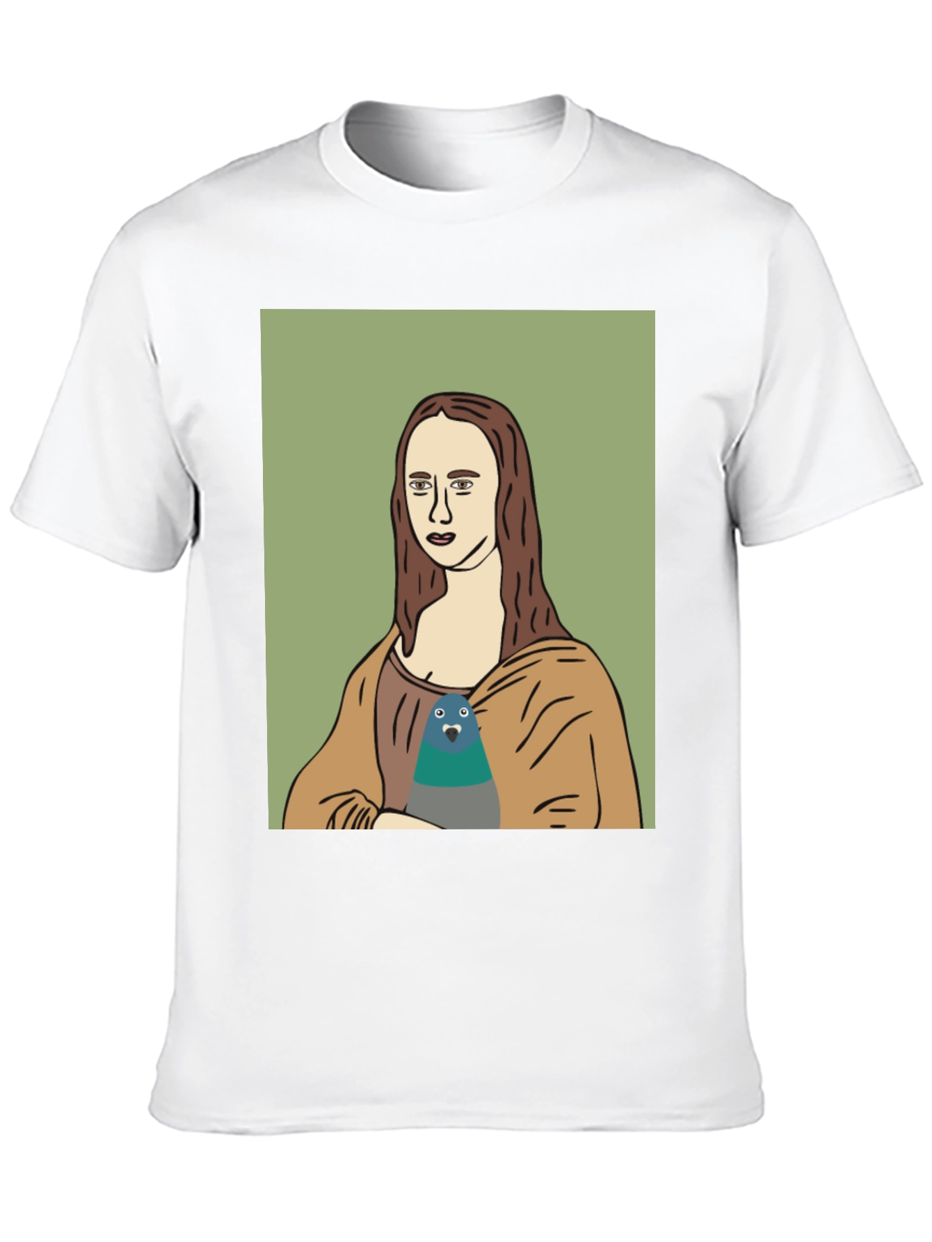 Mona Lisa Pigeon Graphic Tee - Black T-Shirt
