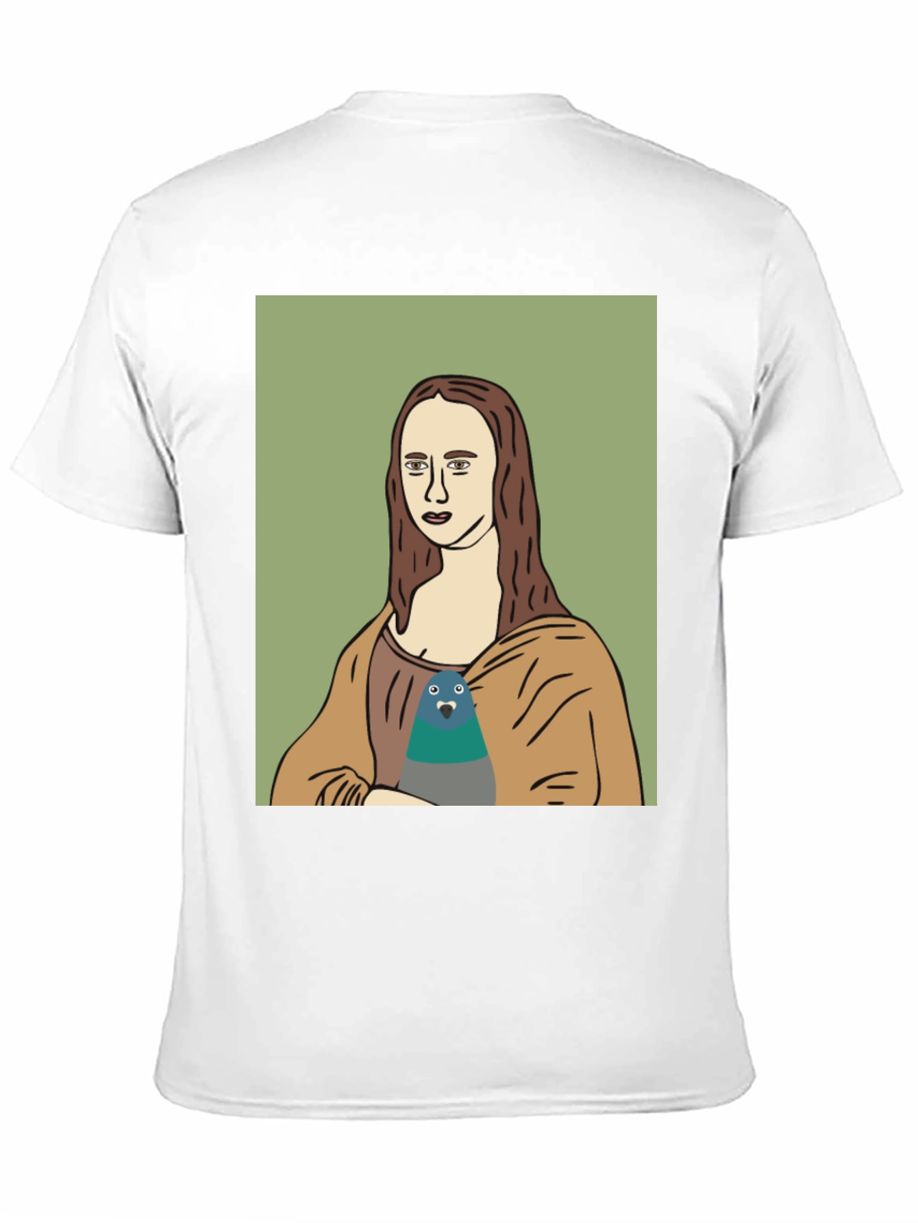 Mona Lisa Pigeon Graphic Tee - Black T-Shirt