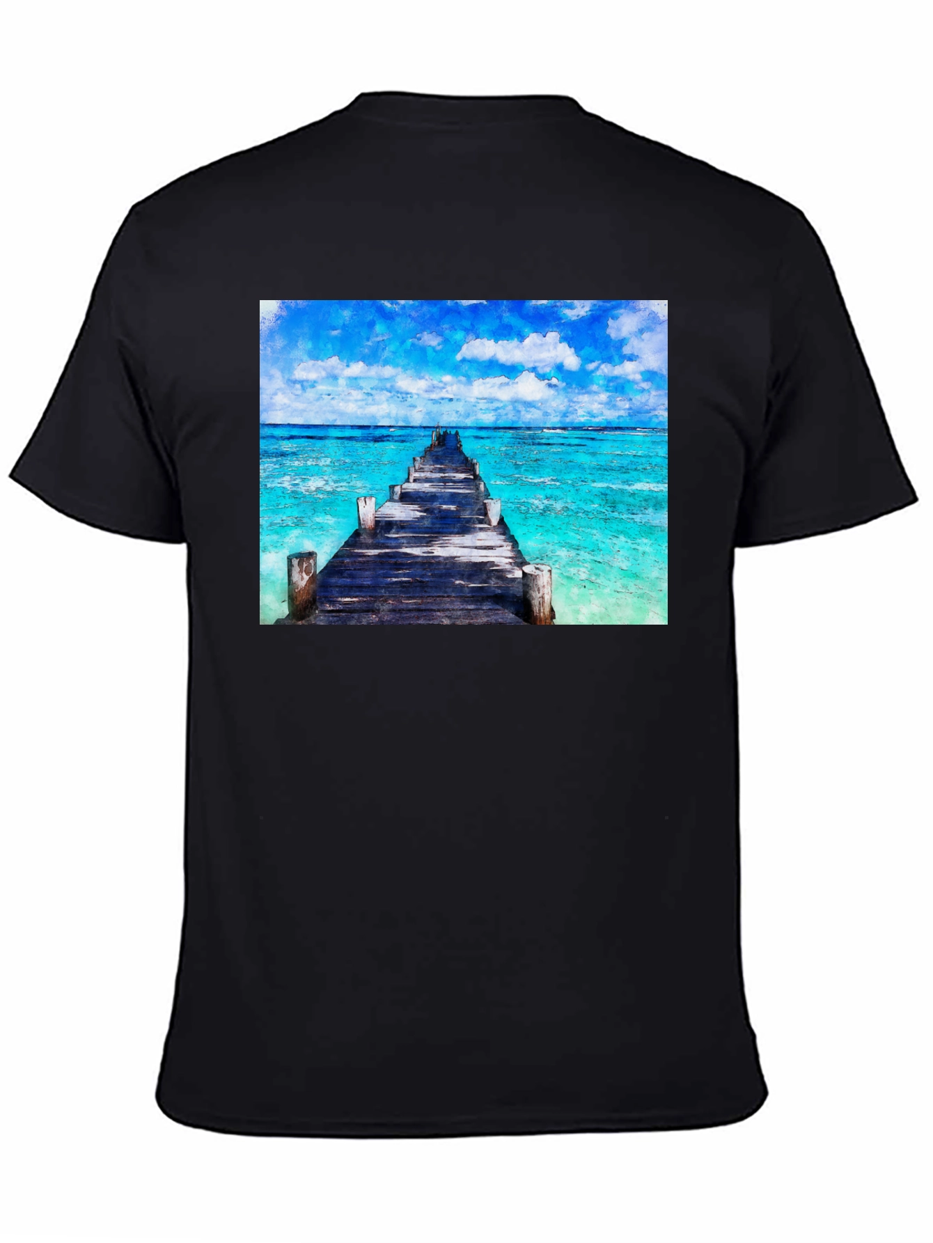 Ocean Pier Graphic T-Shirt - Black