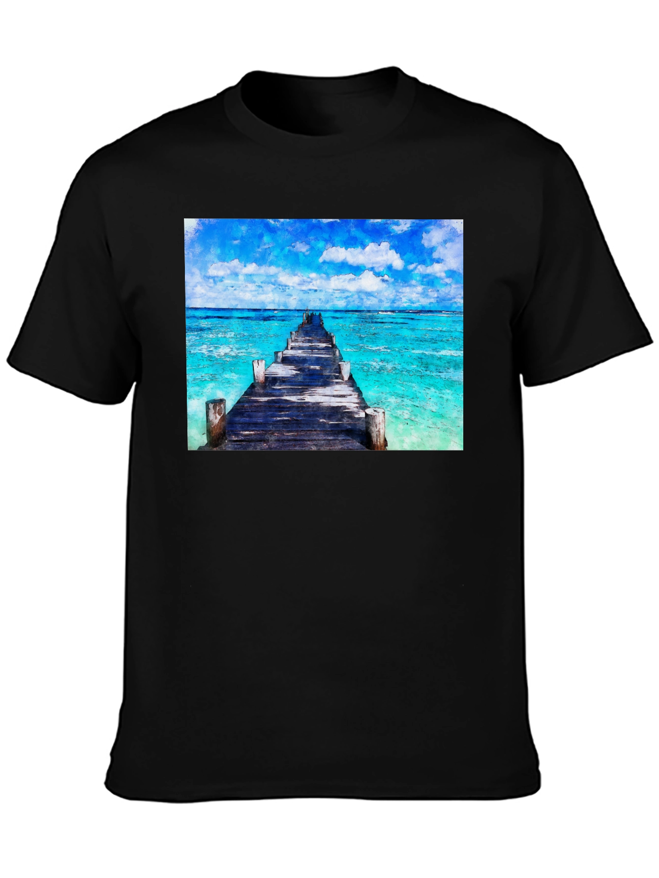 Ocean Pier Graphic T-Shirt - Black