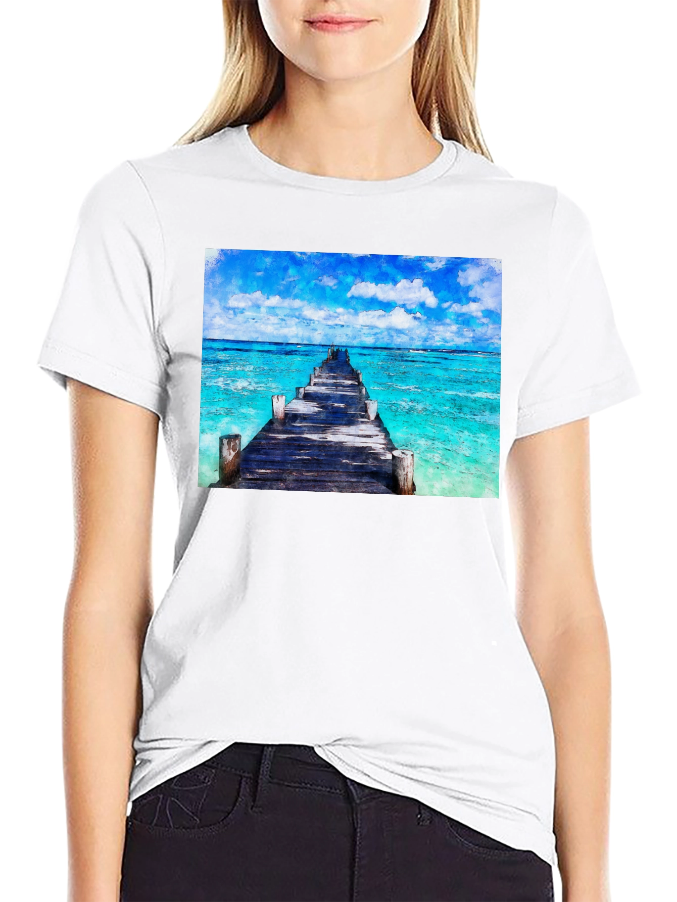 Ocean Pier Graphic T-Shirt - Black