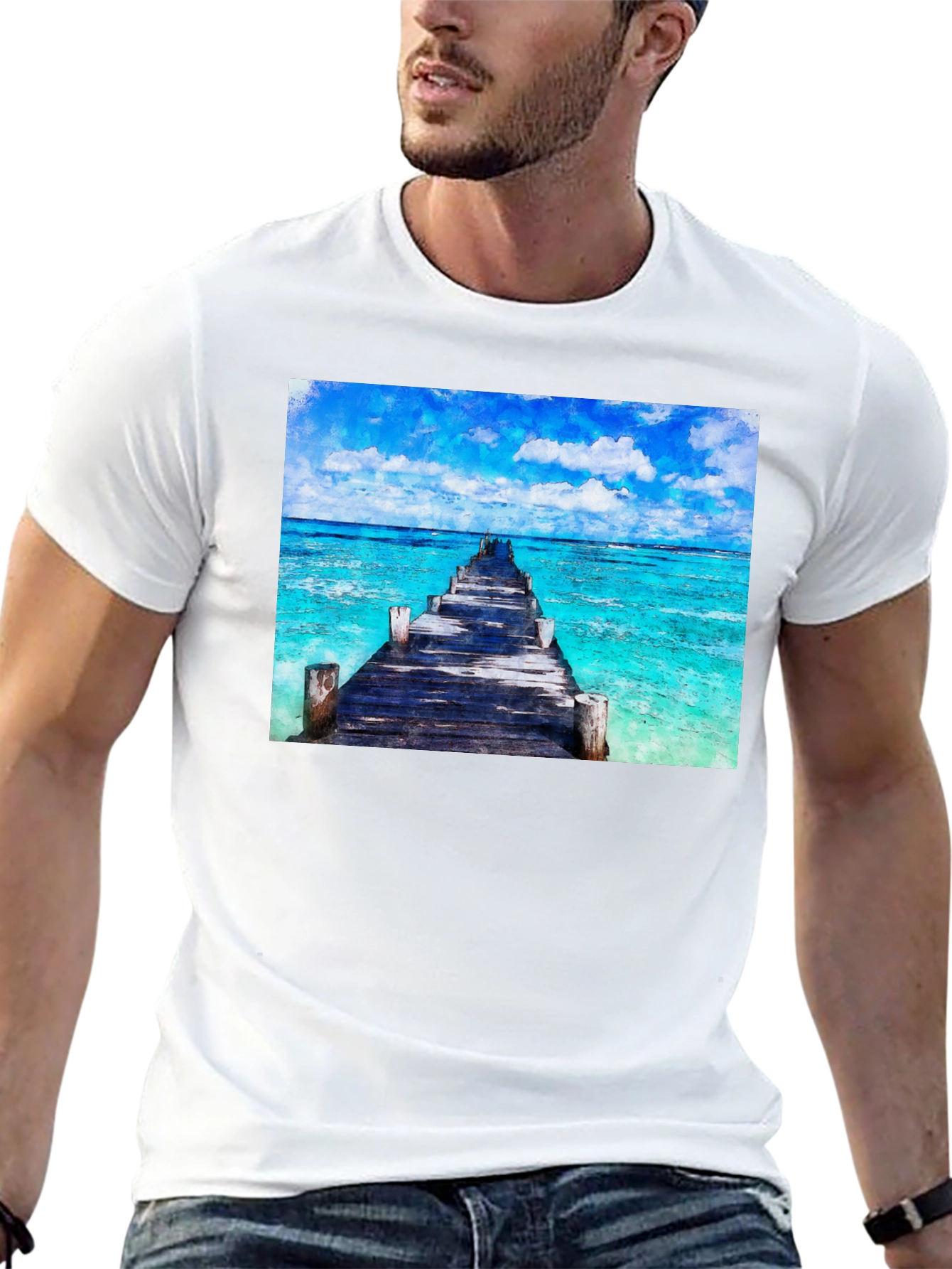 Ocean Pier Graphic T-Shirt - Black