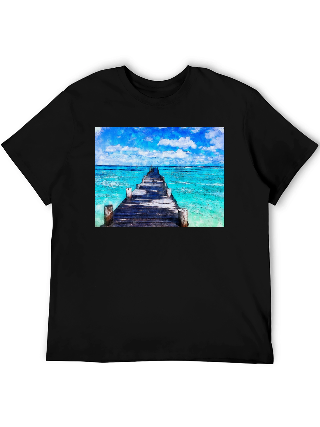 Ocean Pier Graphic T-Shirt - Black