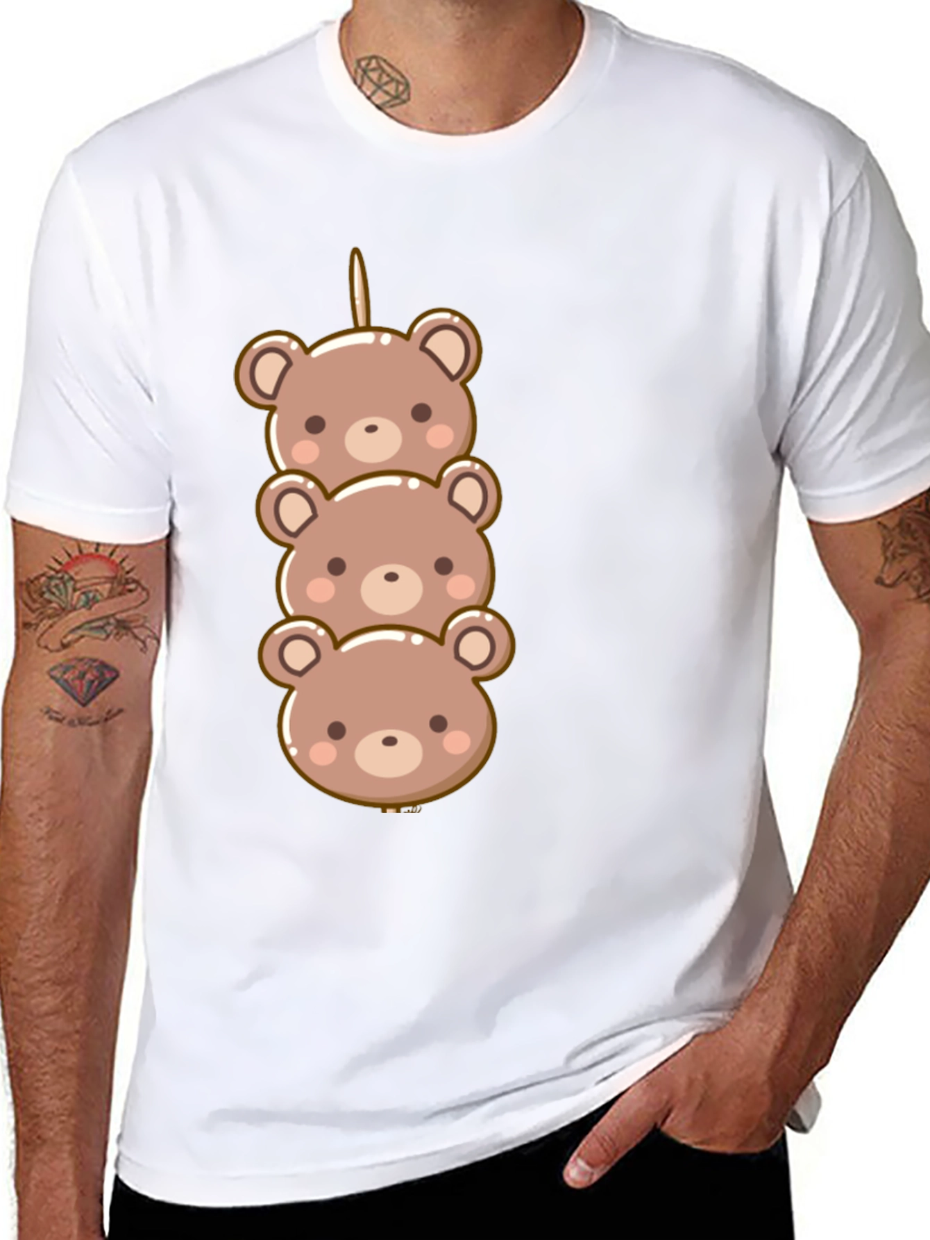 Cute Bear Dango Graphic Tee - Black