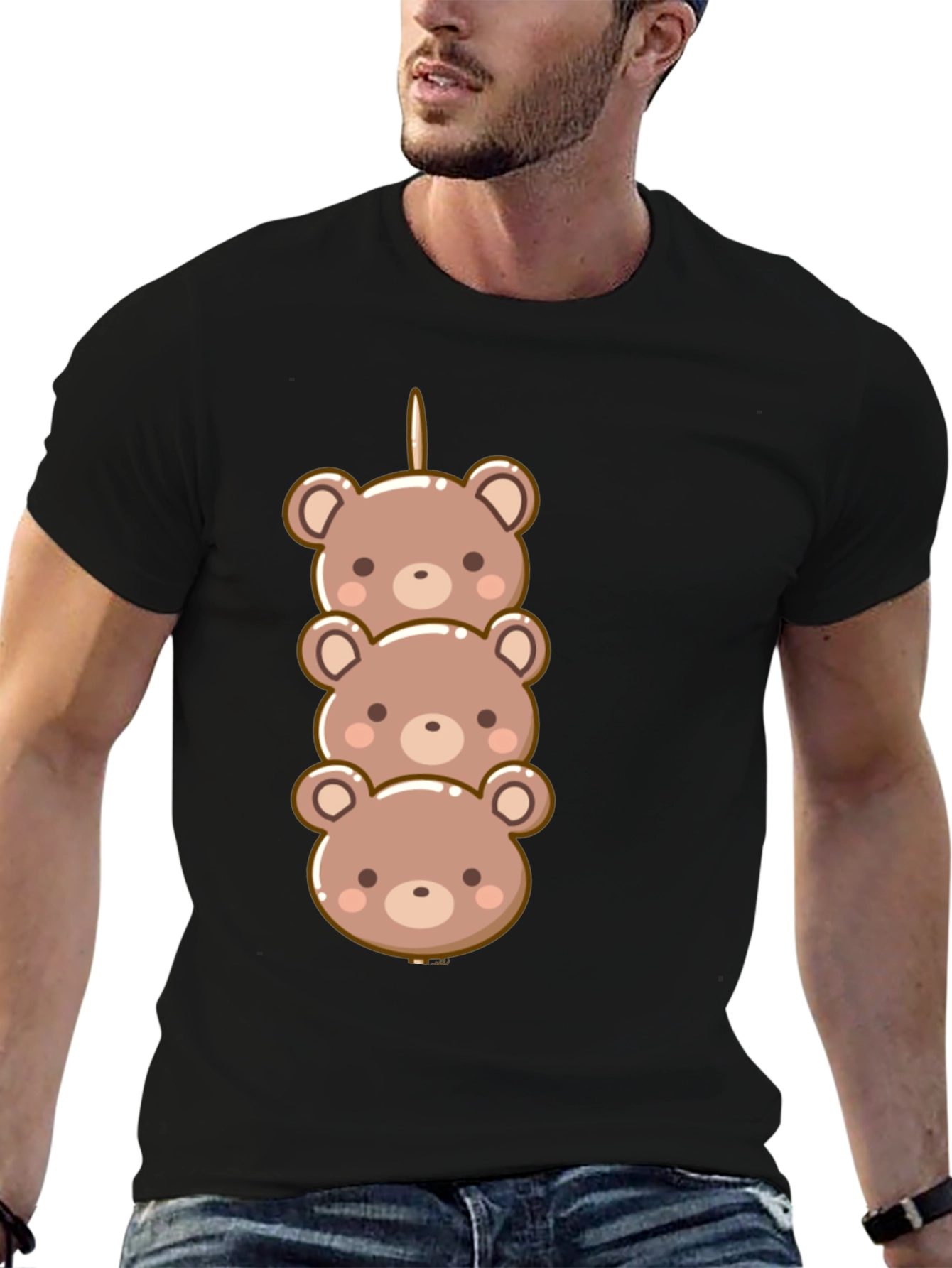 Cute Bear Dango Graphic Tee - Black
