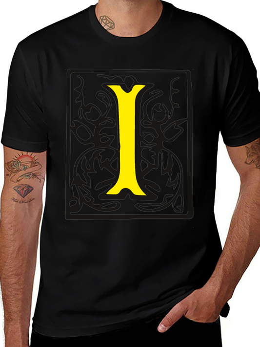 Black Tee with Yellow Letter I Graphic