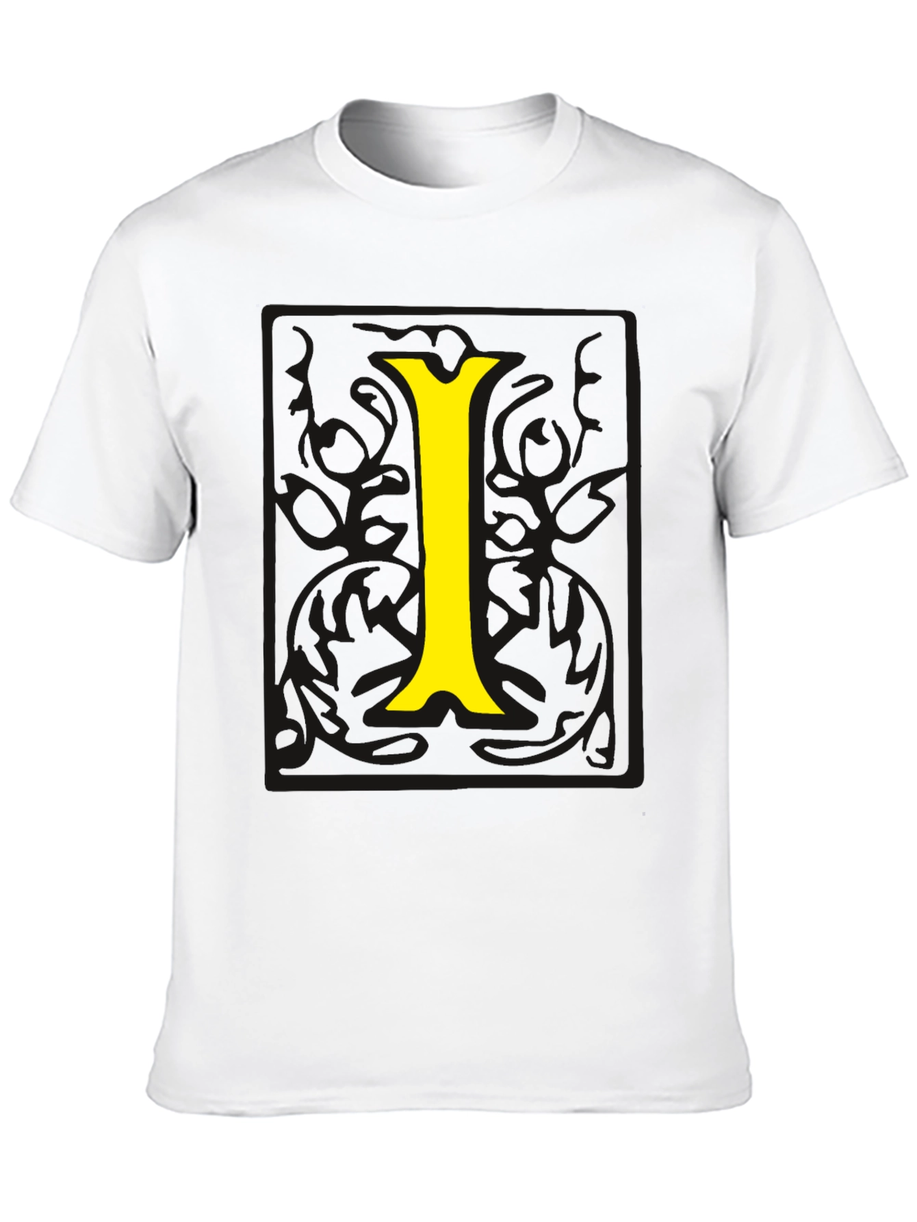 Black Tee with Yellow Letter I Graphic
