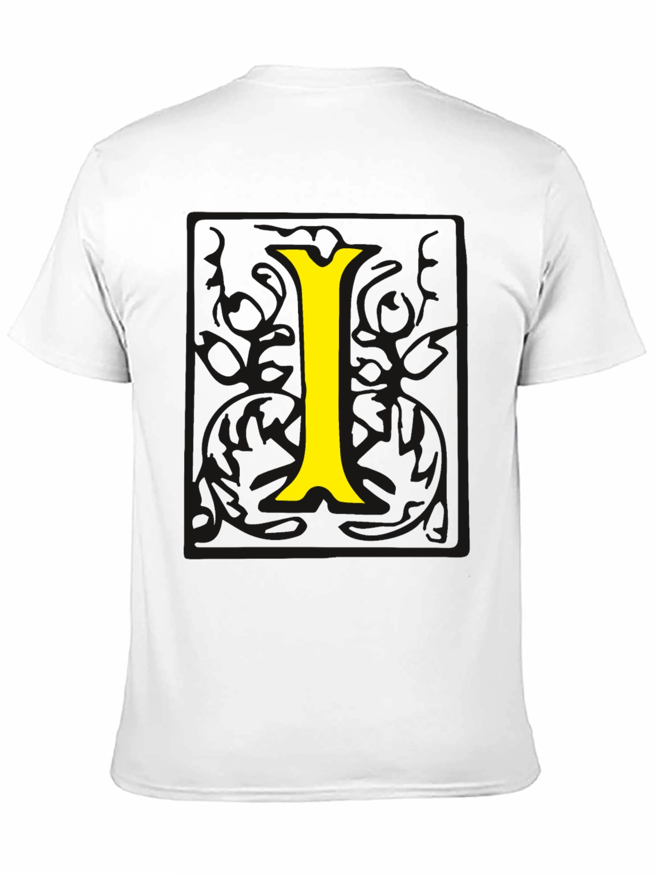 Black Tee with Yellow Letter I Graphic