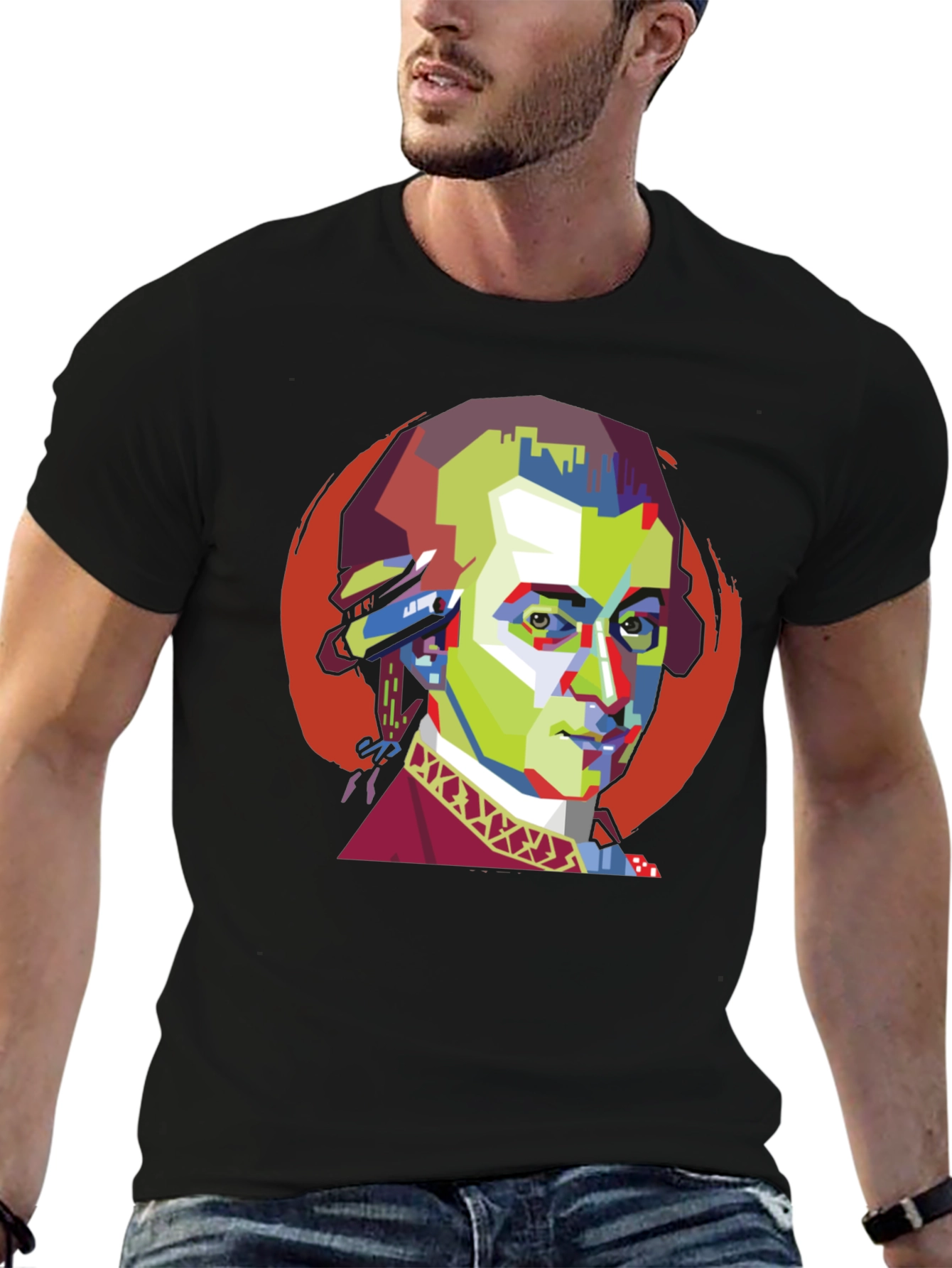 Mozart Pop Art Black T-Shirt