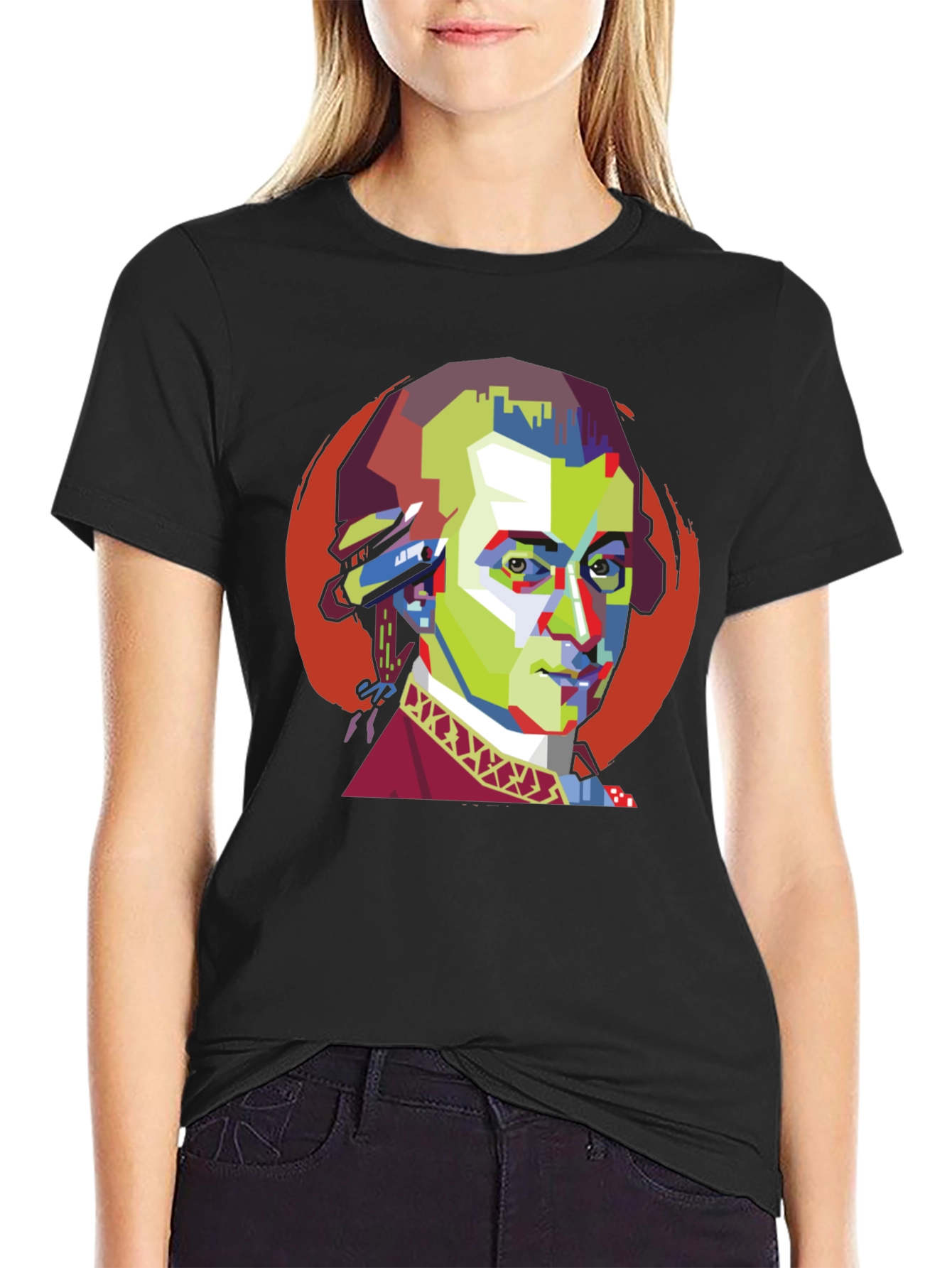 Mozart Pop Art Black T-Shirt