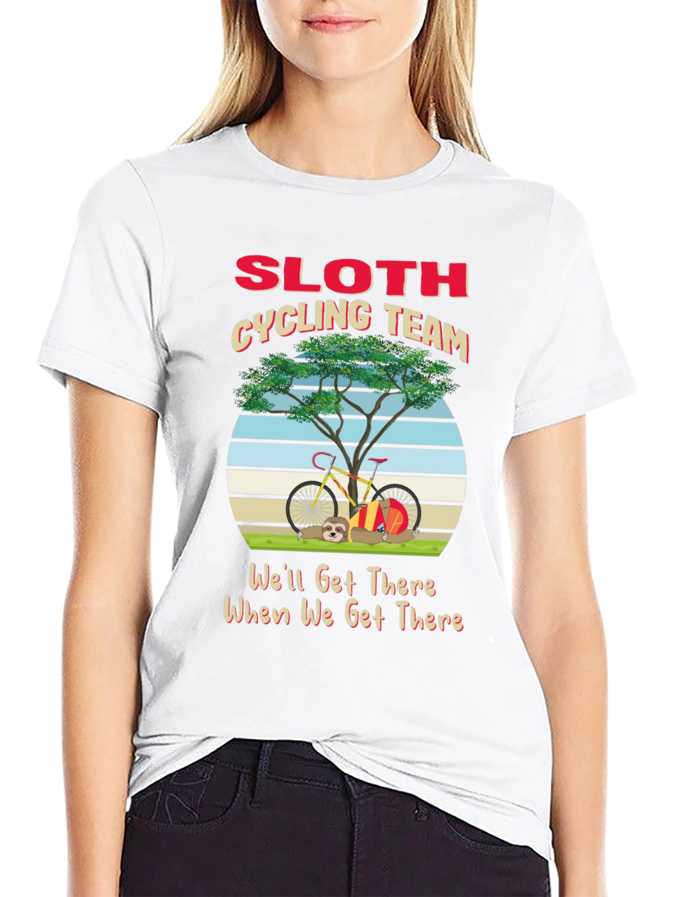 Sloth Cycling Team T-Shirt - Well Get There Tee