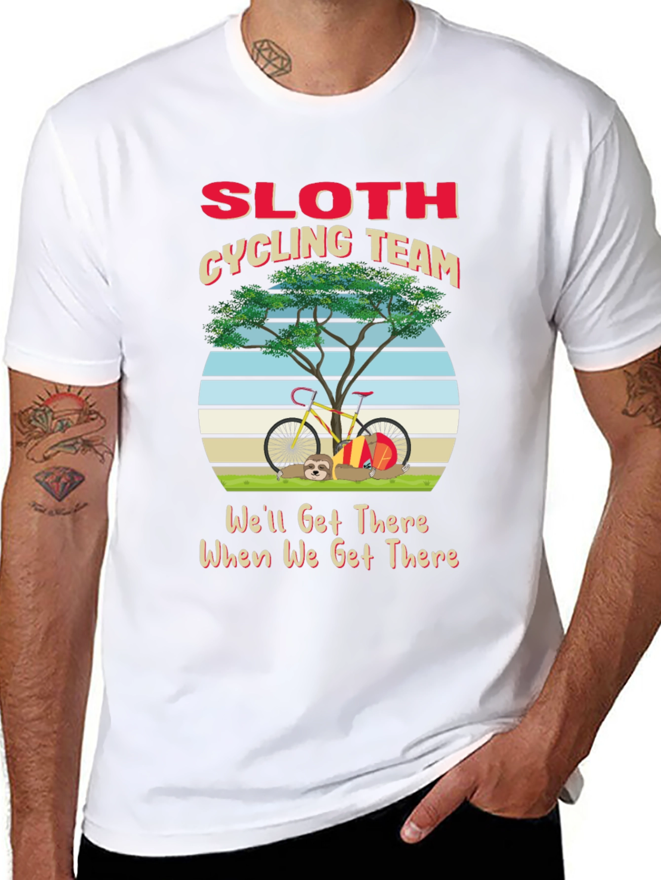 Sloth Cycling Team T-Shirt - Well Get There Tee