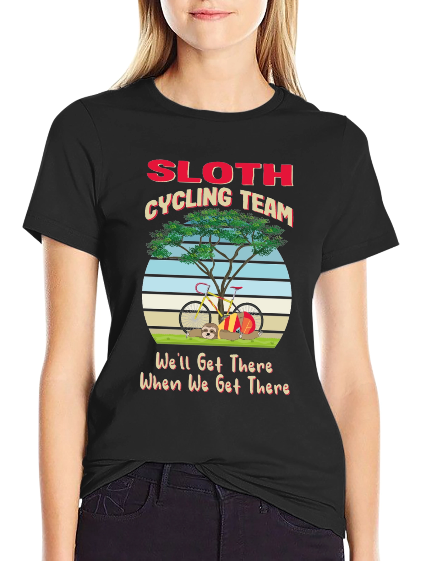 Sloth Cycling Team T-Shirt - Well Get There Tee