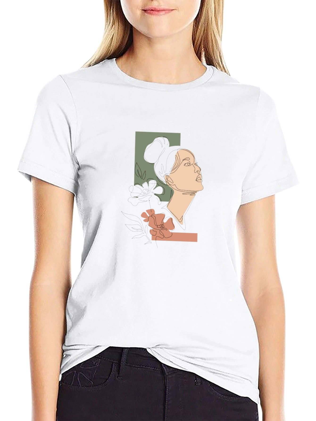 Abstract Woman Graphic Print Black T-Shirt