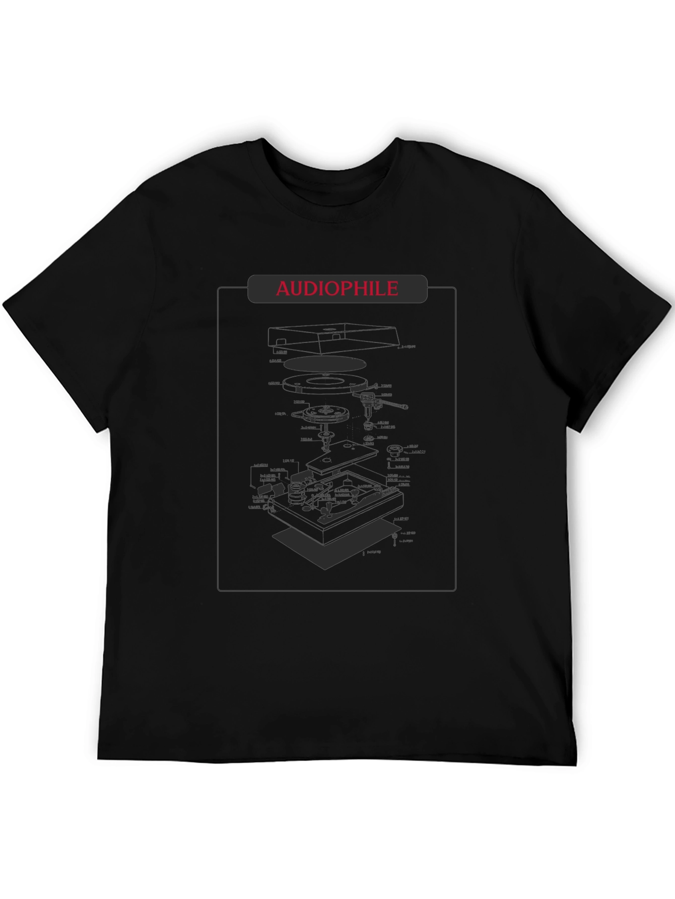 Audiophile Turntable Diagram Black T-Shirt