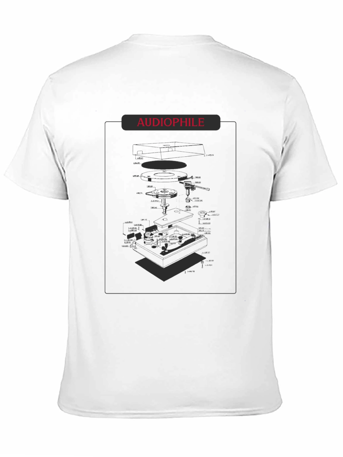 Audiophile Turntable Diagram Black T-Shirt
