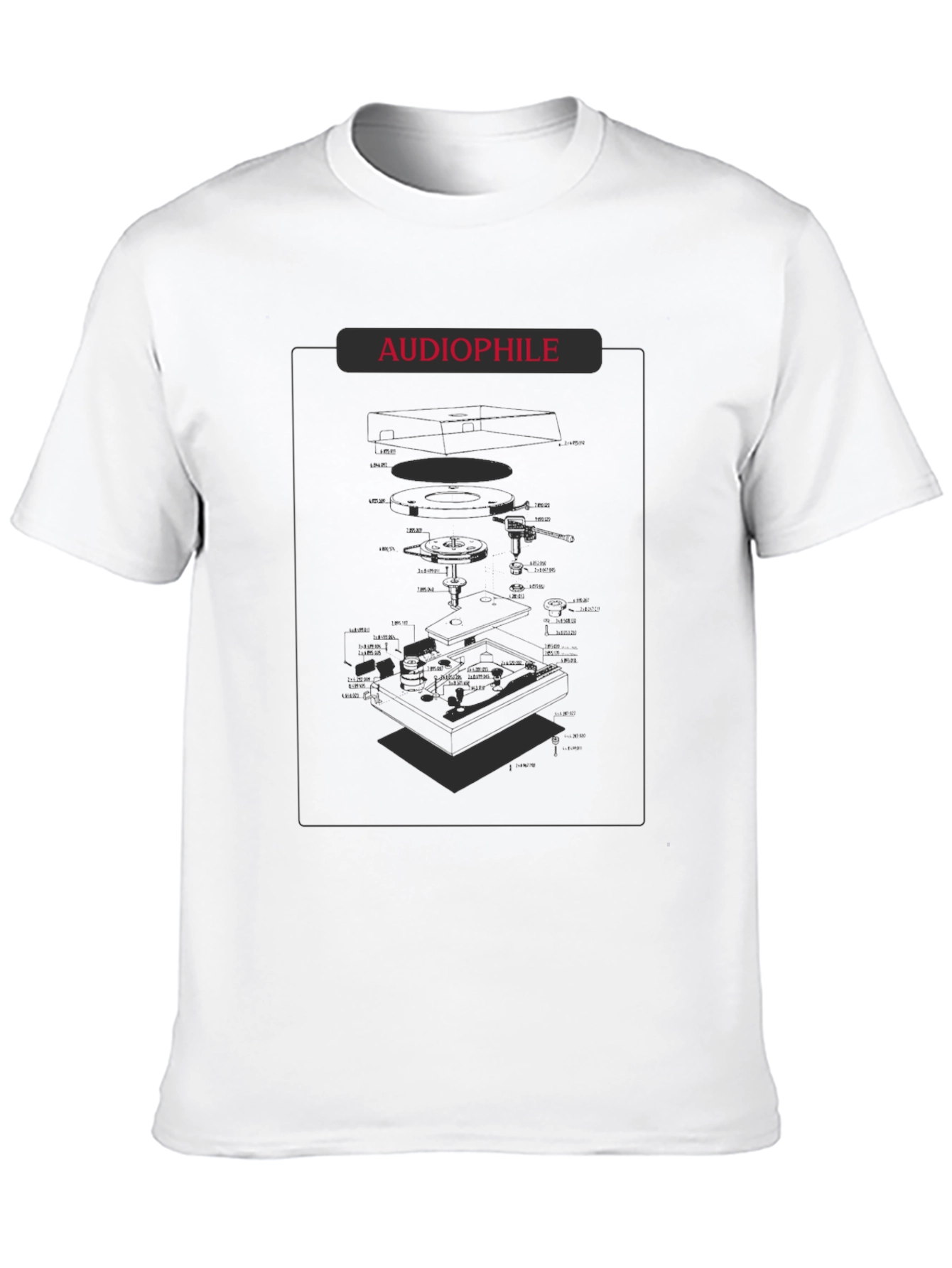 Audiophile Turntable Diagram Black T-Shirt