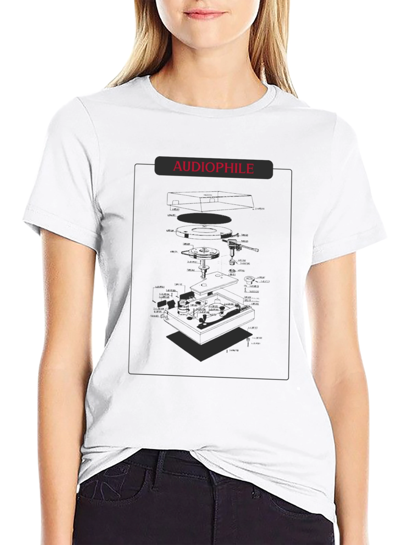 Audiophile Turntable Diagram Black T-Shirt