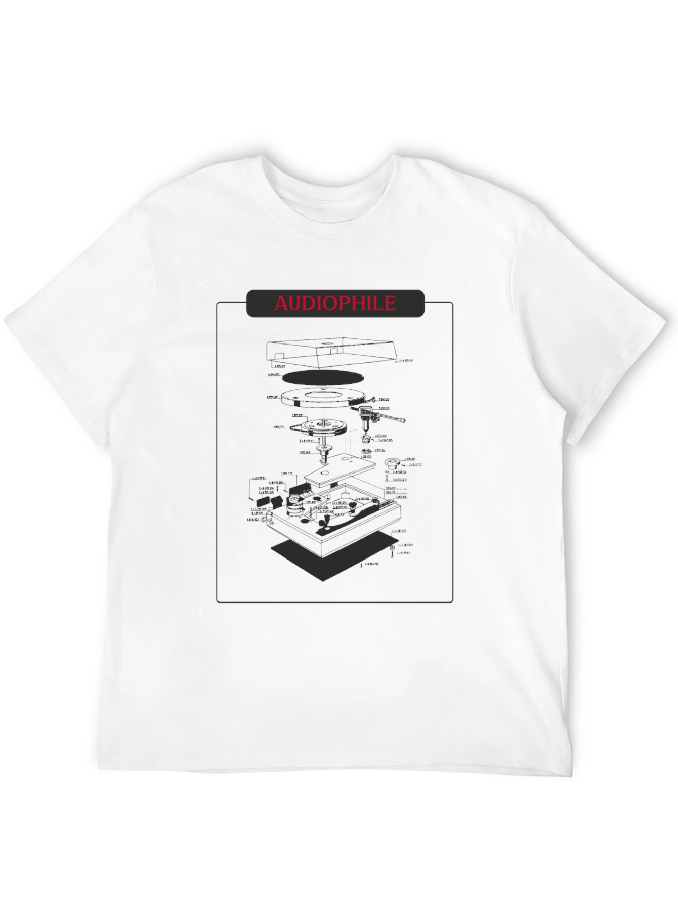 Audiophile Turntable Diagram Black T-Shirt